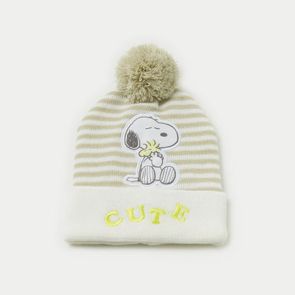 Peanuts Snoopy Embroidered Beanie Cap with Scarf and Gloves Set