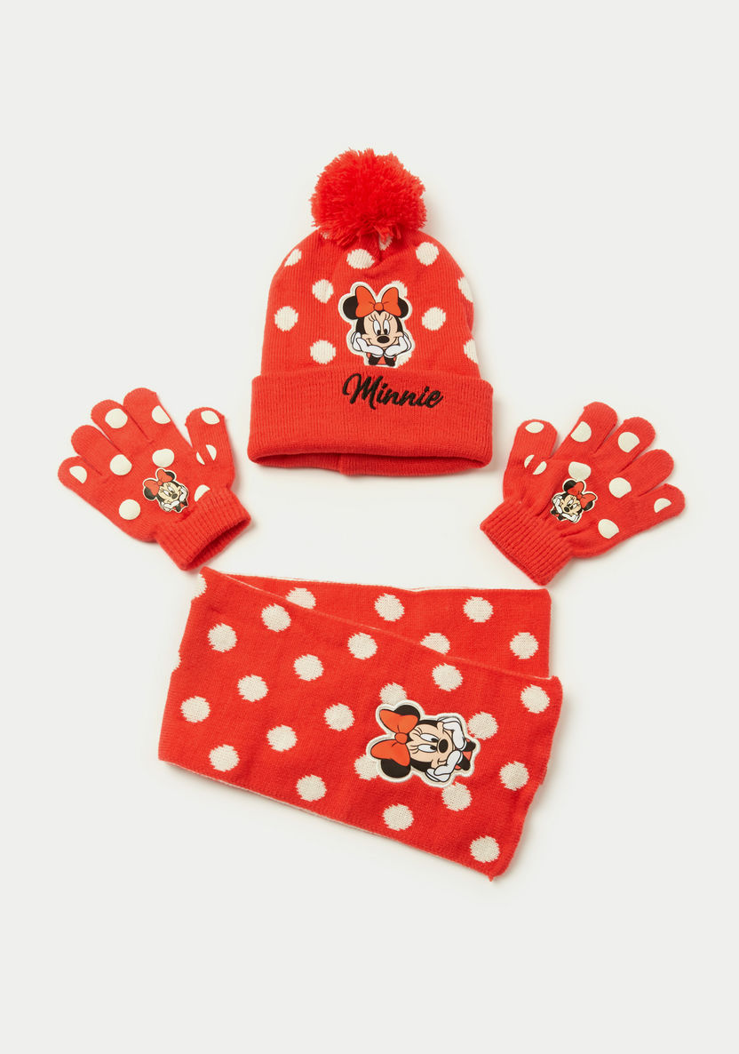 Disney Minnie Mouse Embroidered Beanie and Scarf with Gloves-Mittens-image-0