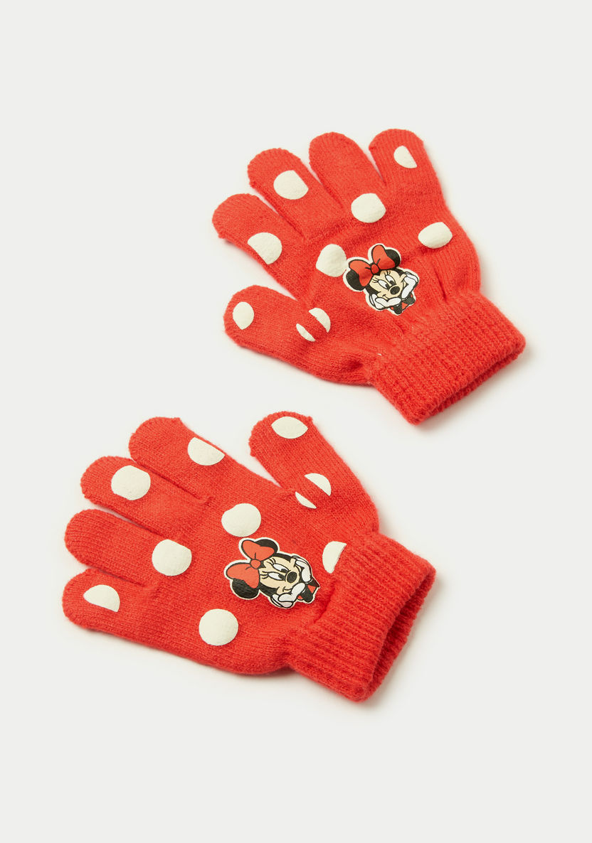 Disney Minnie Mouse Embroidered Beanie and Scarf with Gloves-Mittens-image-2