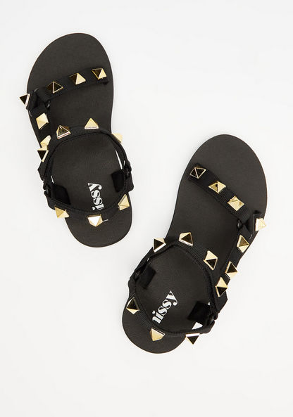 Missy Studded Strappy Sandals with Hook and Loop Closure-Women%27s Flat Sandals-image-1