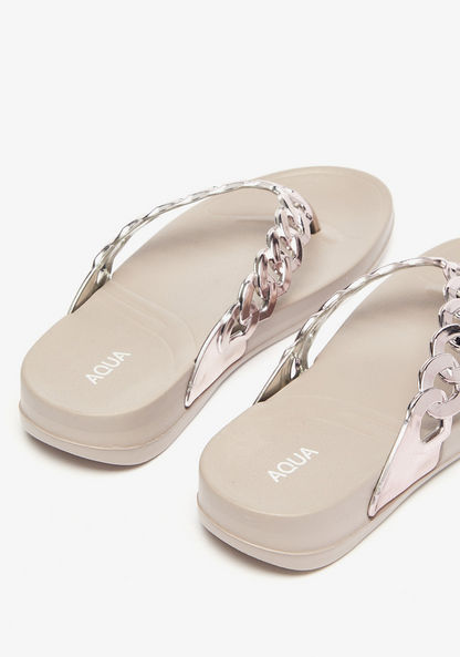 Aqua Metallic Thong Slippers-Women%27s Flip Flops & Beach Slippers-image-2