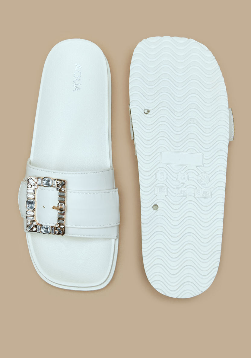 Aqua Embellished Slip-On Slide Slippers-Women%27s Flip Flops & Beach Slippers-image-4