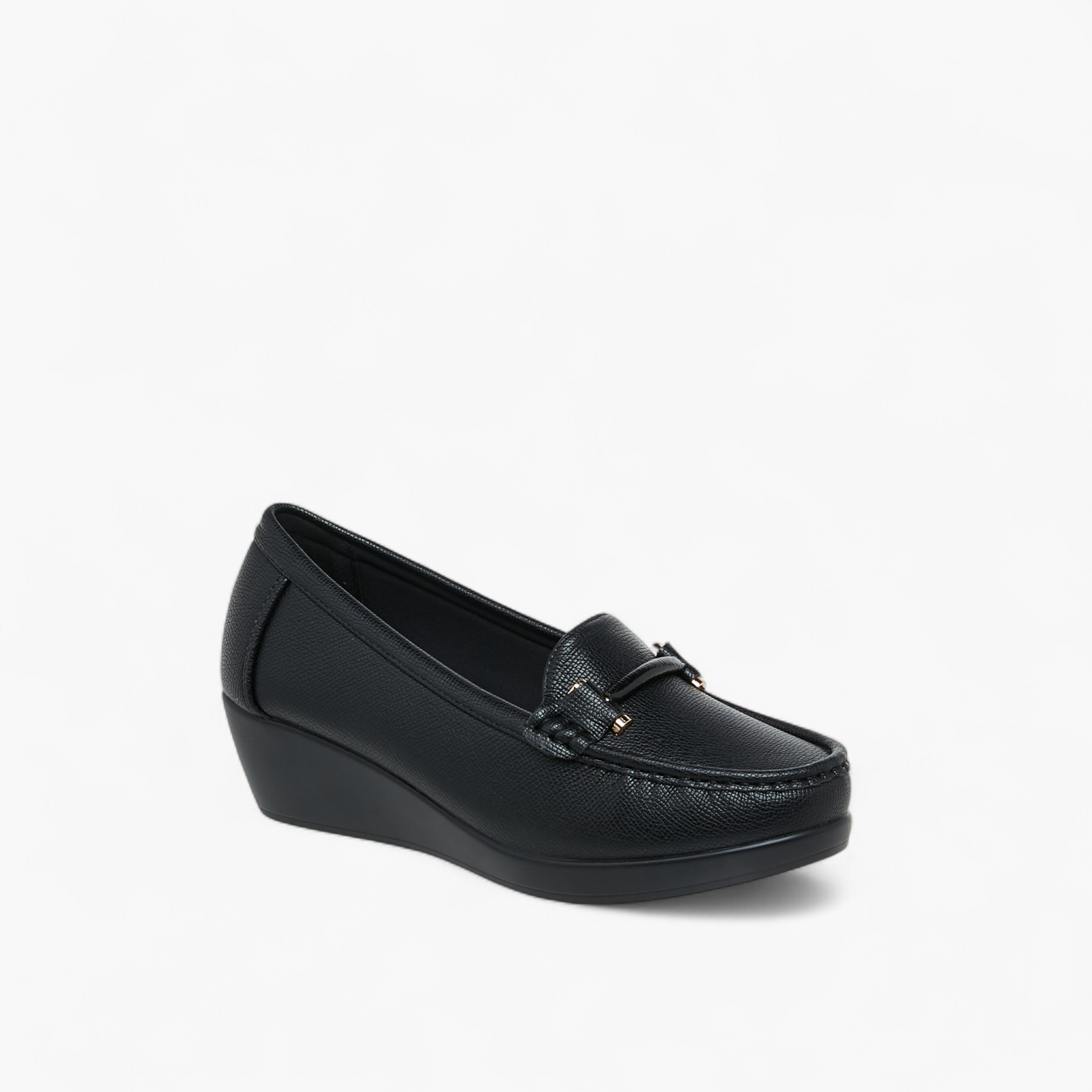 حذاء لوفر سادة سهل الارتداء بكعب ويدج من لو كونفورت-women-shoes-heels-image-2