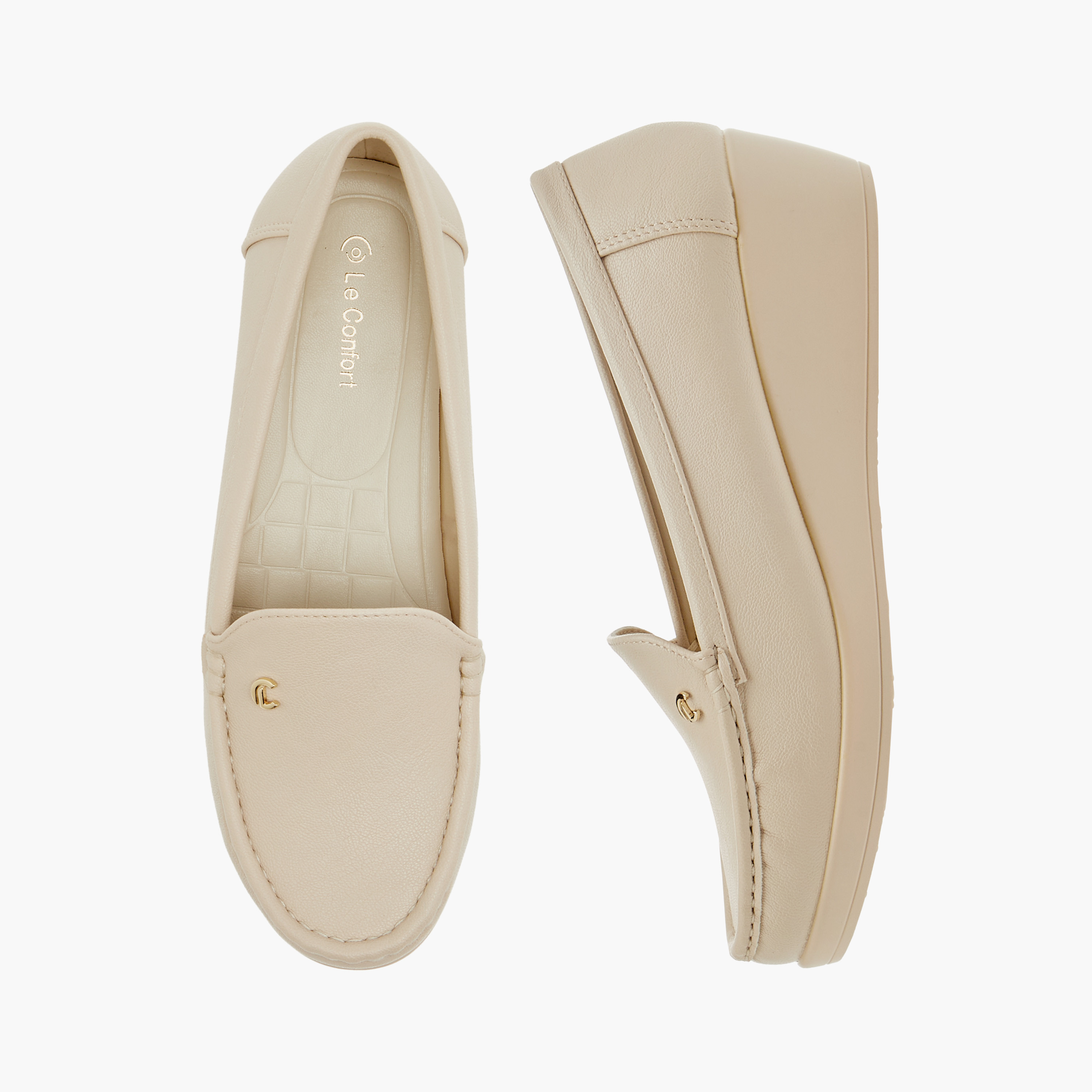 حذاء سهل الارتداء سادة مريح بكعب ويدج من لو كونفورت-women-shoes-heels-image-1