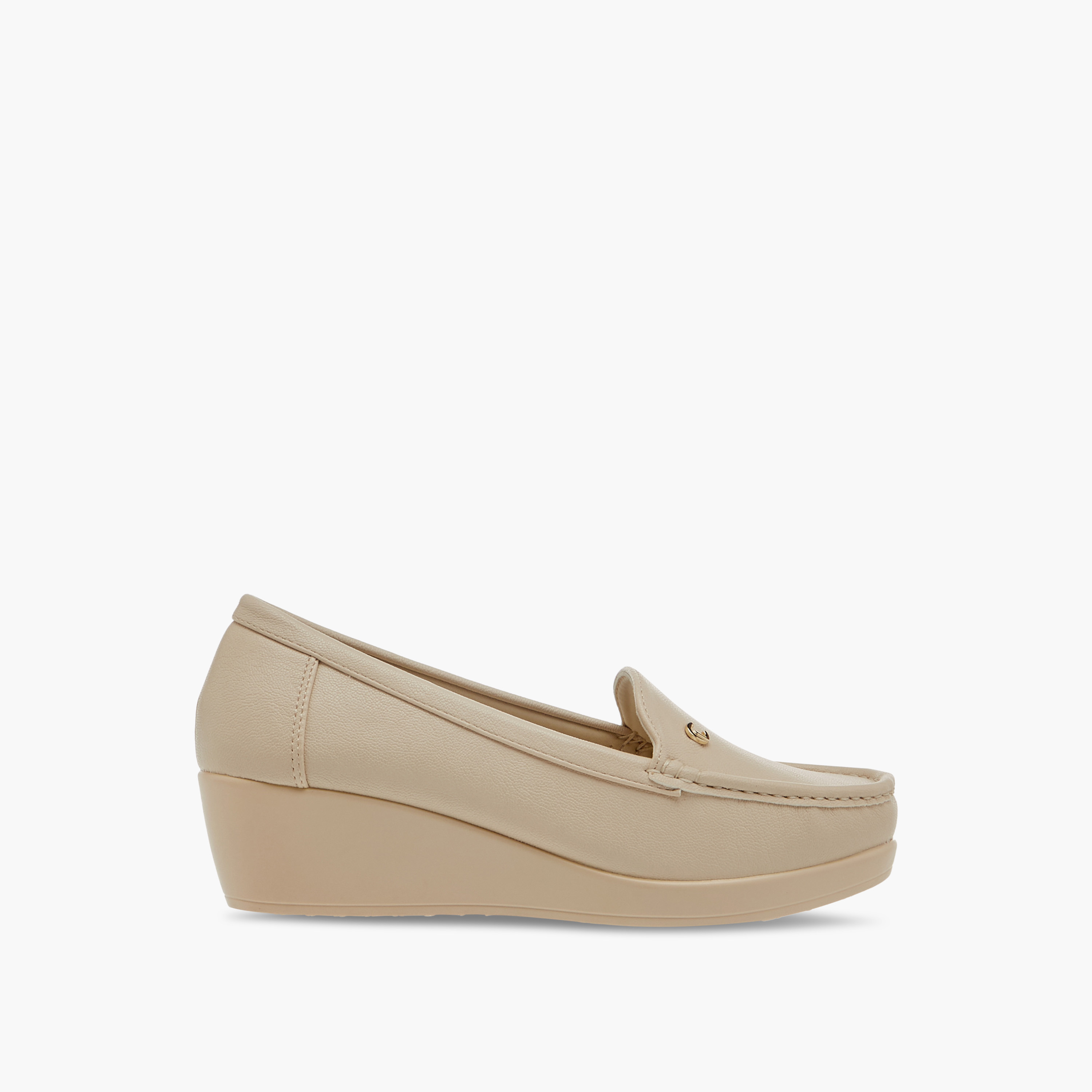 حذاء سهل الارتداء سادة مريح بكعب ويدج من لو كونفورت-women-shoes-heels-image-3