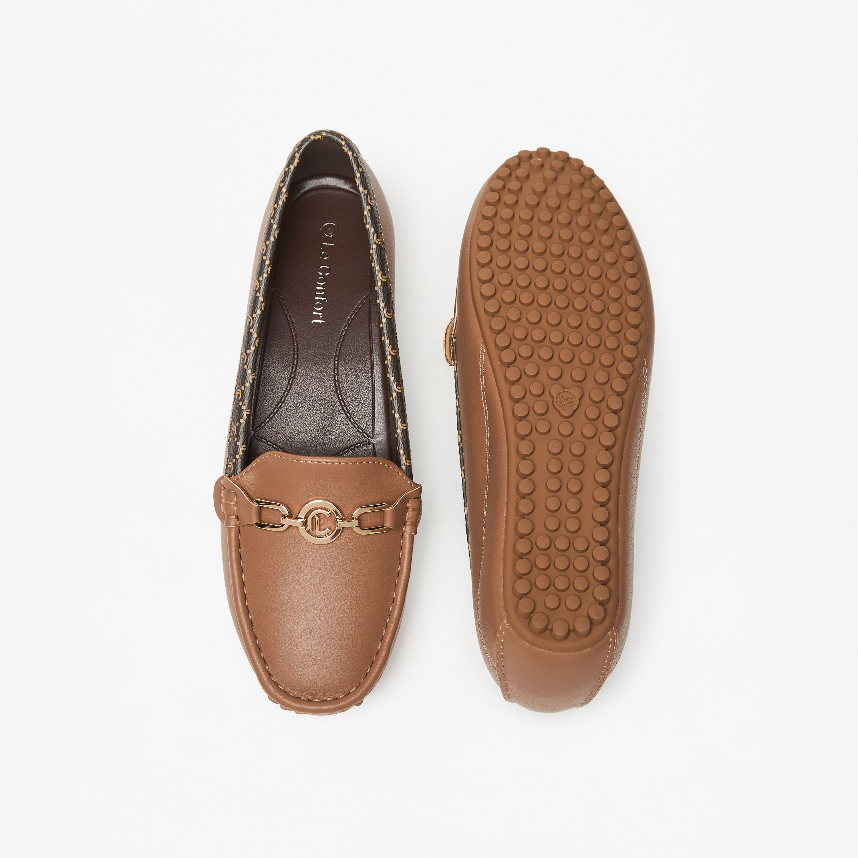 Le Confort Metal Accent Slip-On Loafers with Wedge Heels-women-shoes-loafersandmoccasins-image-4