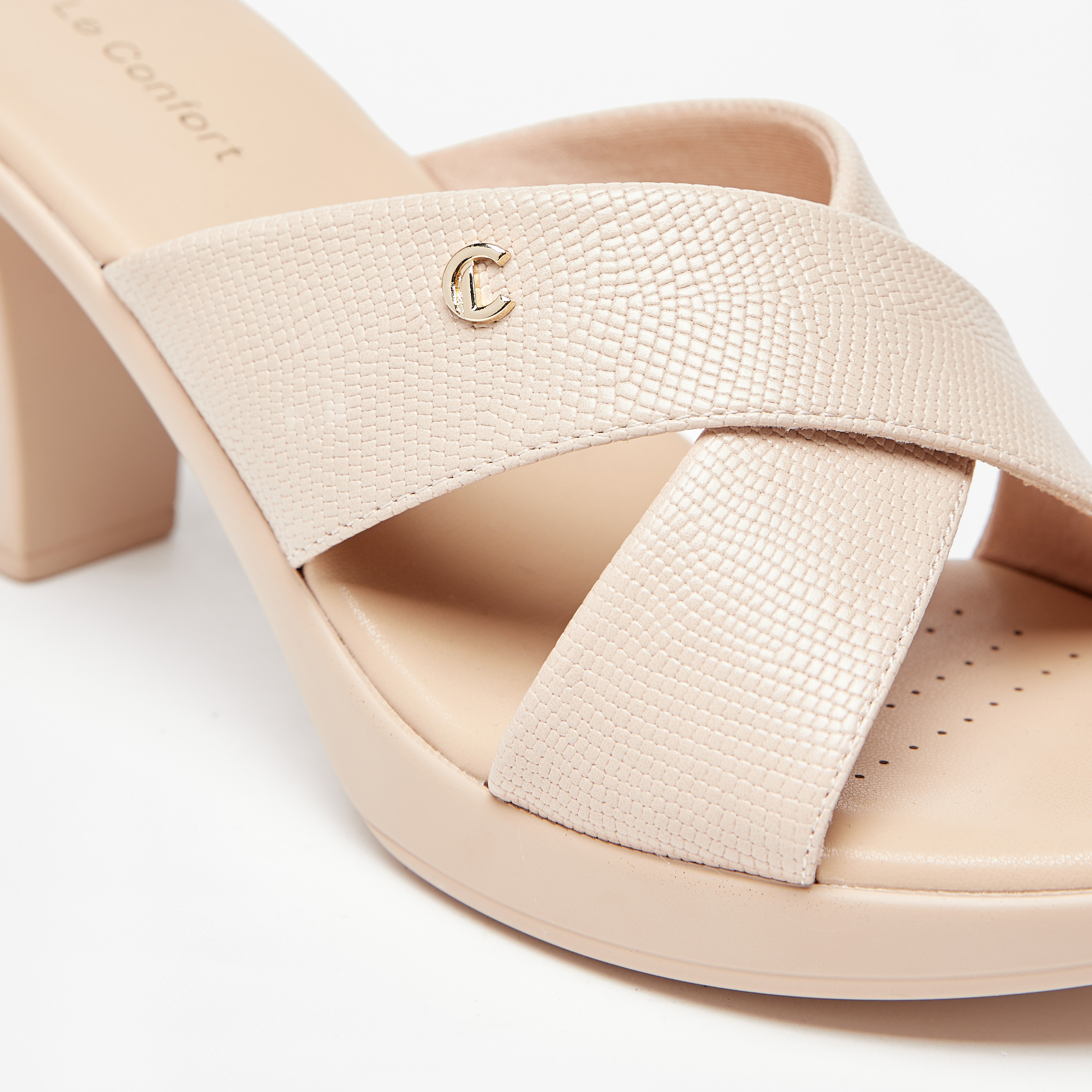 Le Confort Textured Cross Strap Comfort Sandals with Block Heels-women-shoes-heels-image-5