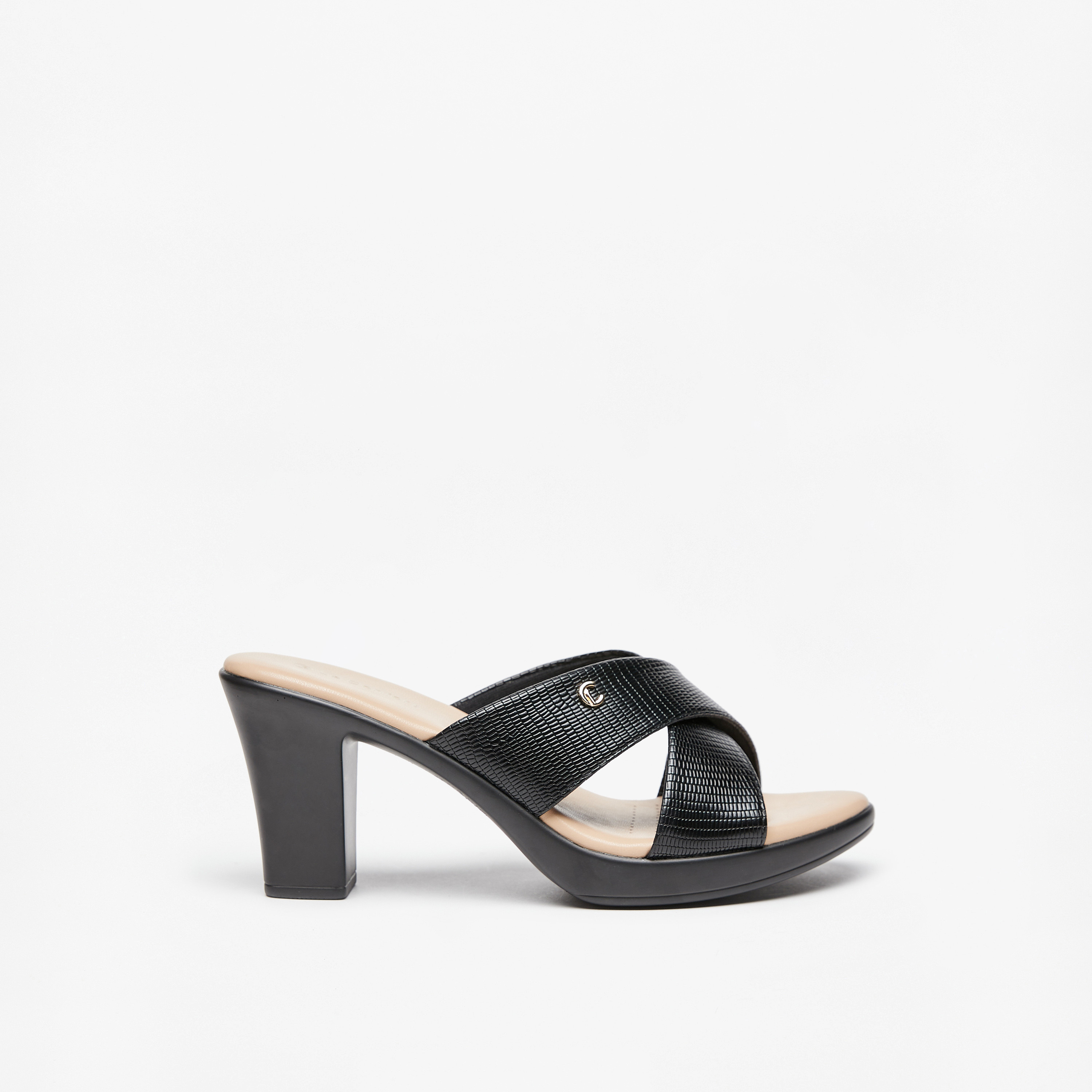 Le Confort Textured Cross Strap Comfort Sandals with Block Heels-women-shoes-heels-image-9