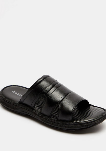 Duchini Men's Solid Slip-On Cross Strap Sandals