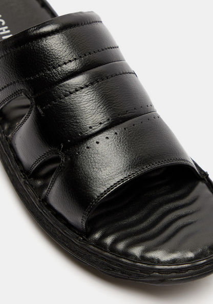 Duchini Men's Solid Slip-On Cross Strap Sandals
