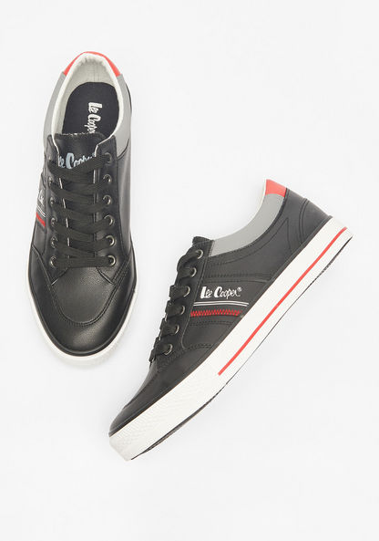 Lee Cooper Men's Logo Print Sneakers with Lace-Up Closure-Men%27s Sneakers-image-1
