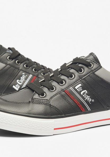 Lee Cooper Men's Logo Print Sneakers with Lace-Up Closure-Men%27s Sneakers-image-4