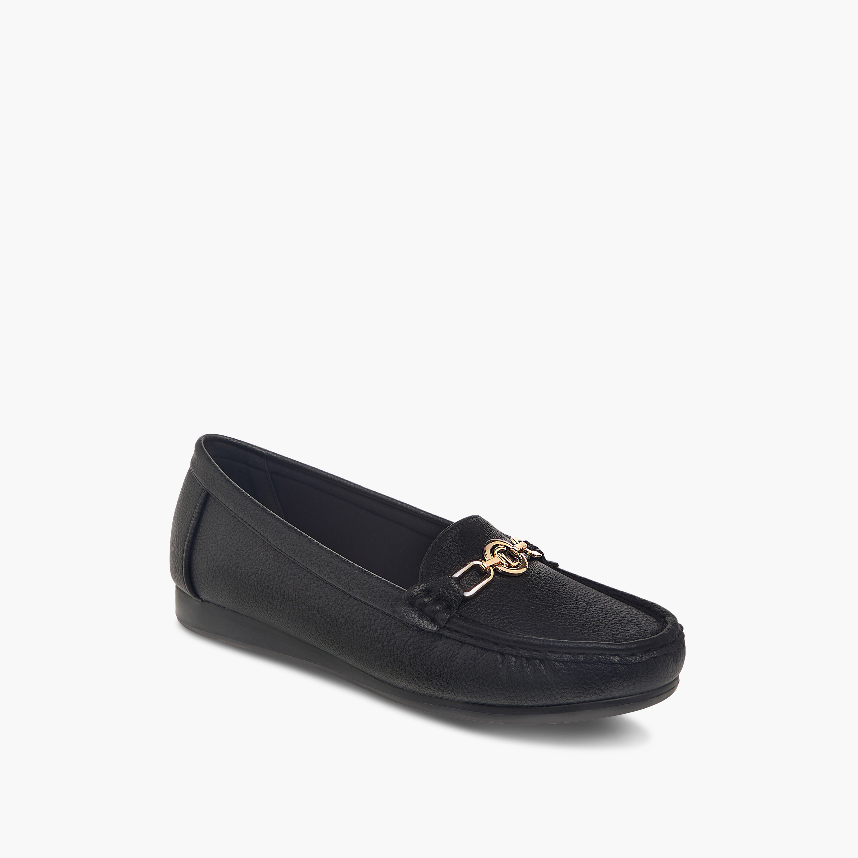حذاء كلاسيكي سهل الارتداء وبارز الملمس بزينة ميتاليك من لو كونفورت-women-shoes-flats-loafers-image-2