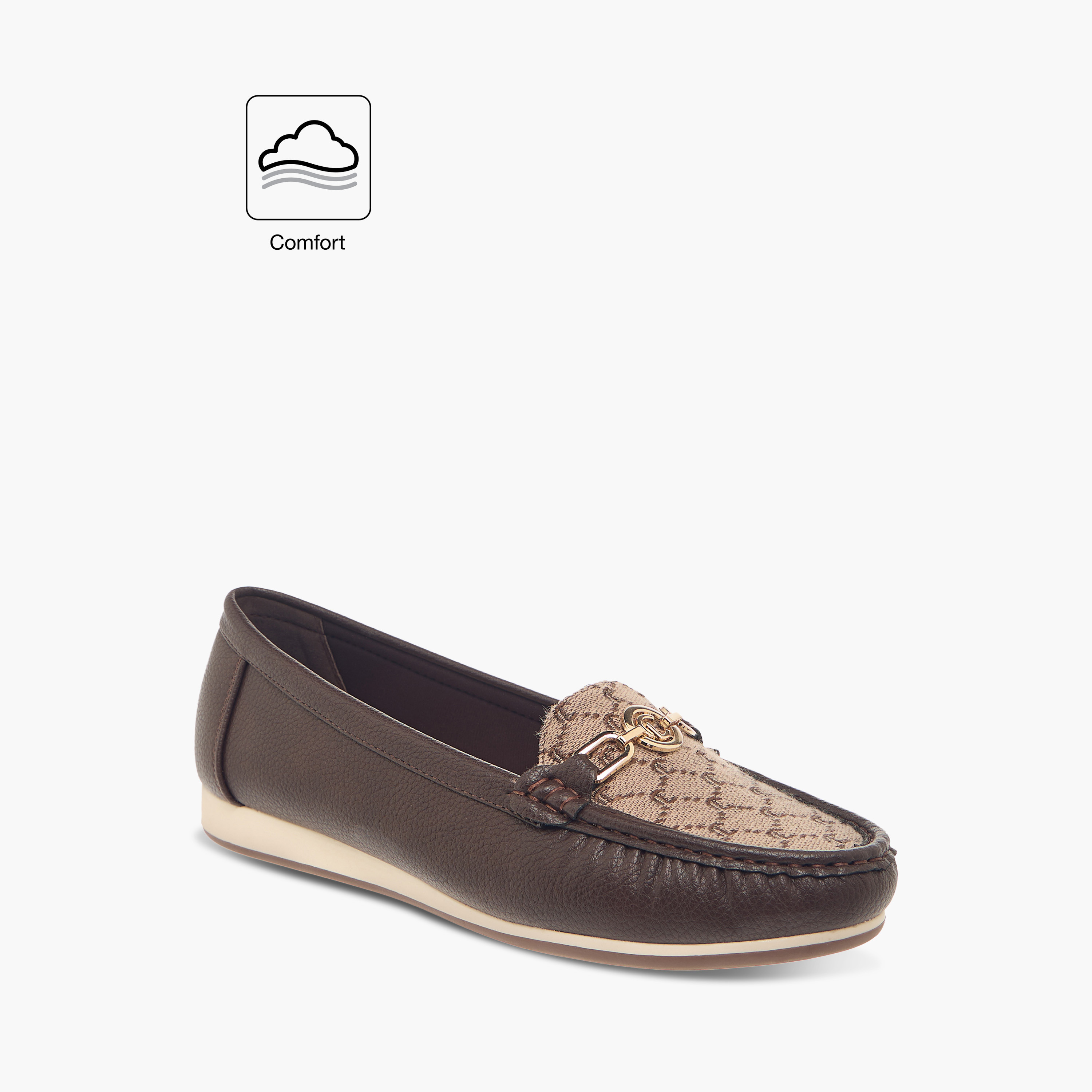 Le Confort Monogram Textured Slip-On Loafers with Metallic Accent-women-shoes-flats-loafers-image-2