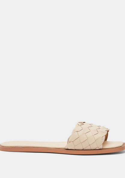 Weave Detail Slip-On Slide Sandals