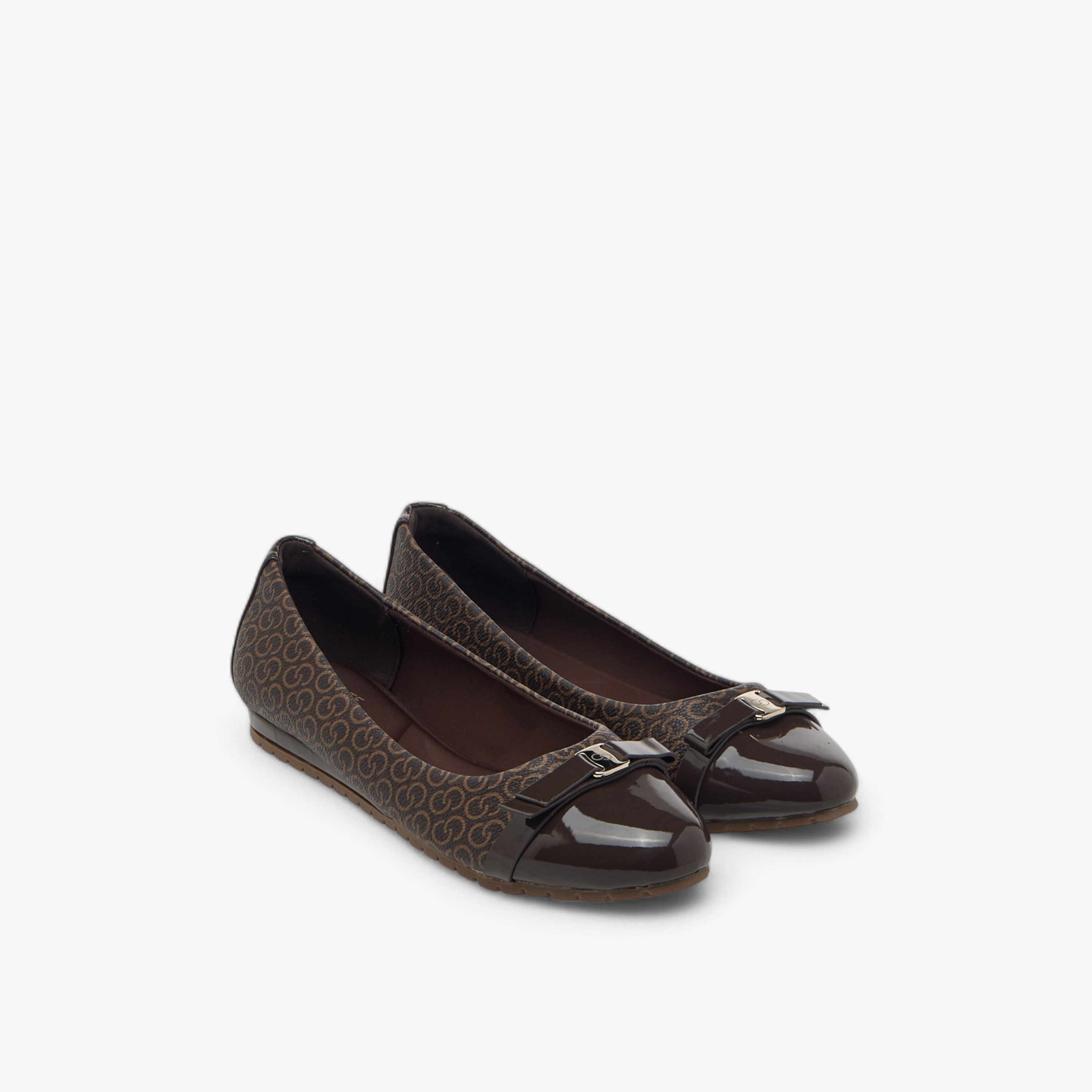 Celeste Women's Monogram Print Slip-On Ballerina Shoes with Metal Accent-women-shoes-ballerinas-image-1