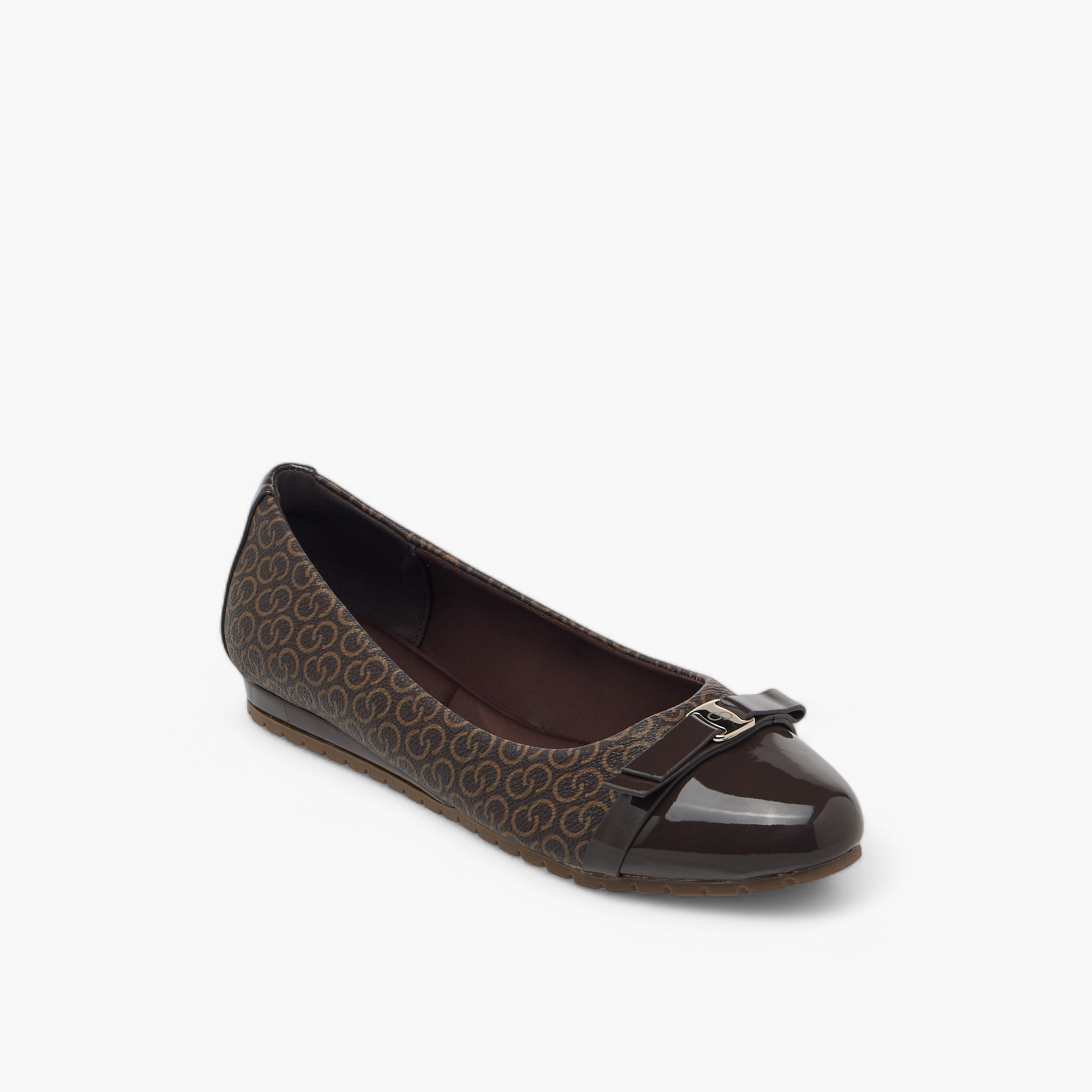 Celeste Women's Monogram Print Slip-On Ballerina Shoes with Metal Accent-women-shoes-ballerinas-image-2