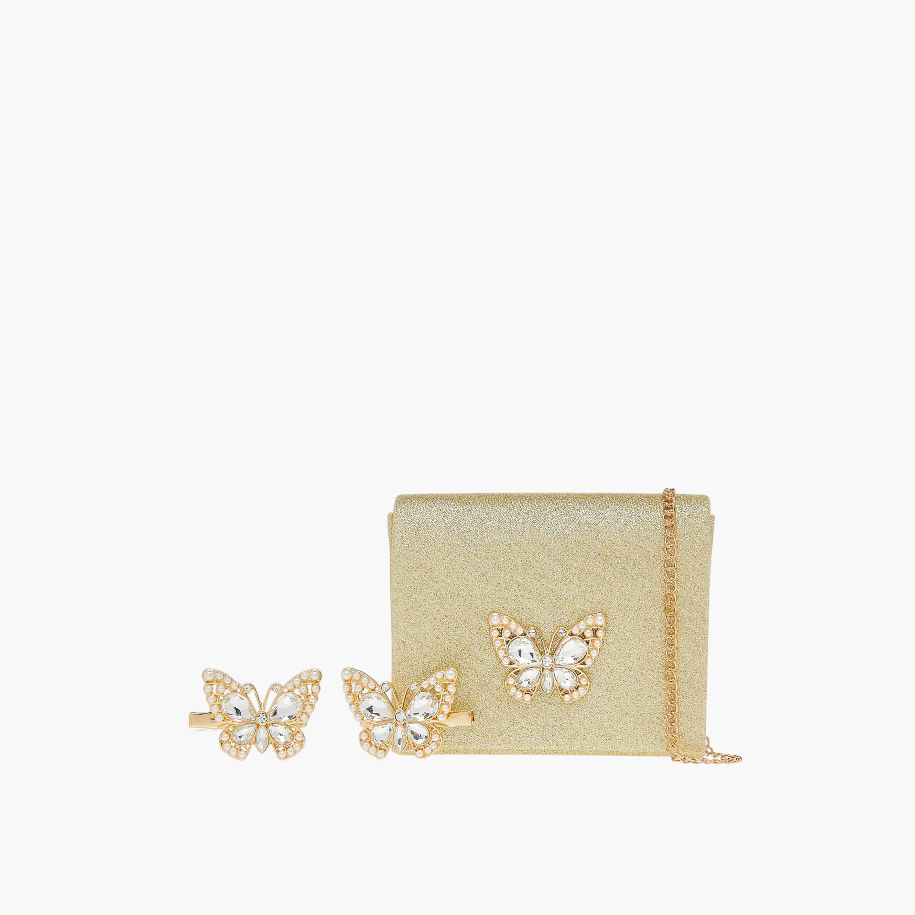طقم شنطة بزينة جليتر وحبل مع مشابك 3 قطع من فلورا بيلا-girls-accessories-bags-image-1