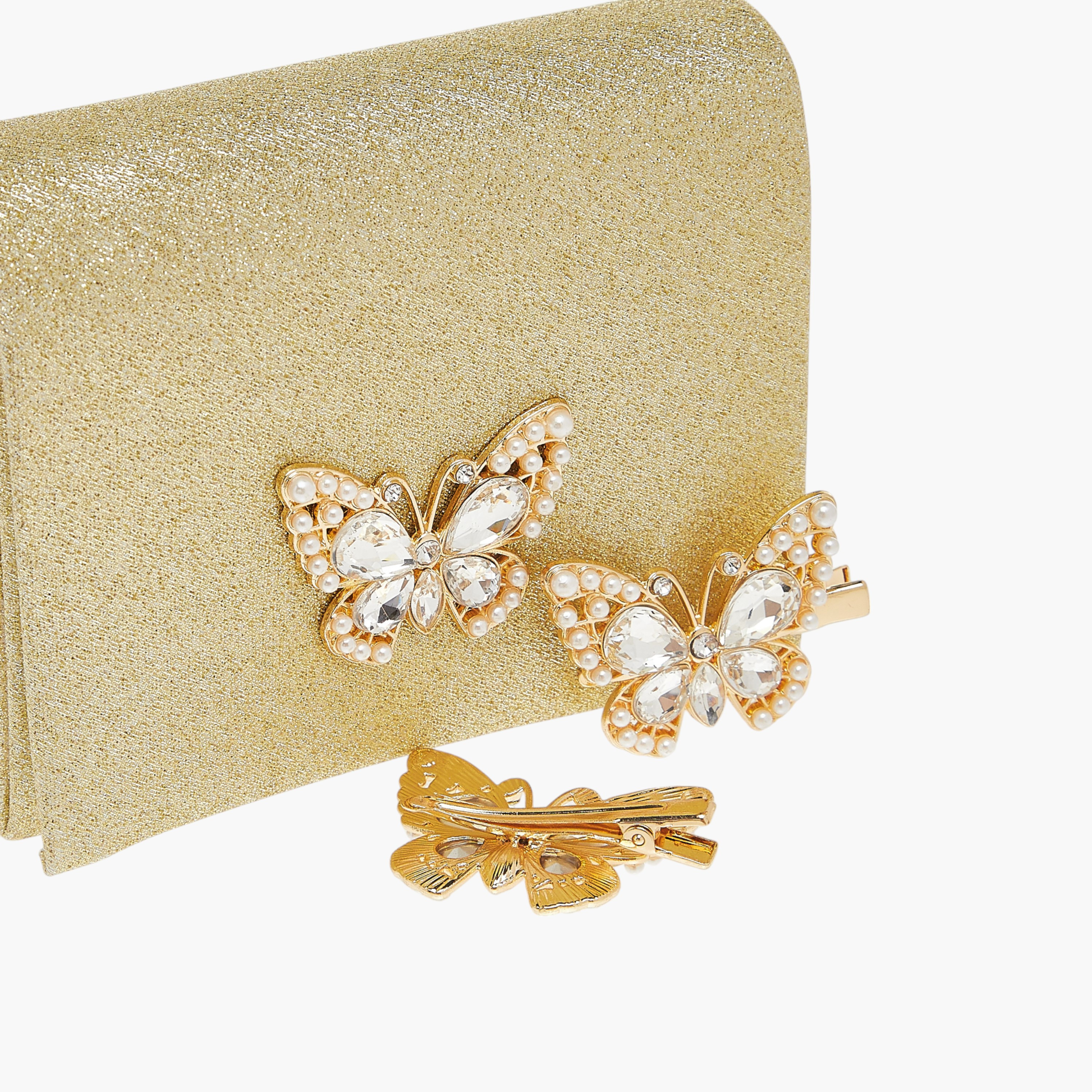 طقم شنطة بزينة جليتر وحبل مع مشابك 3 قطع من فلورا بيلا-girls-accessories-bags-image-4