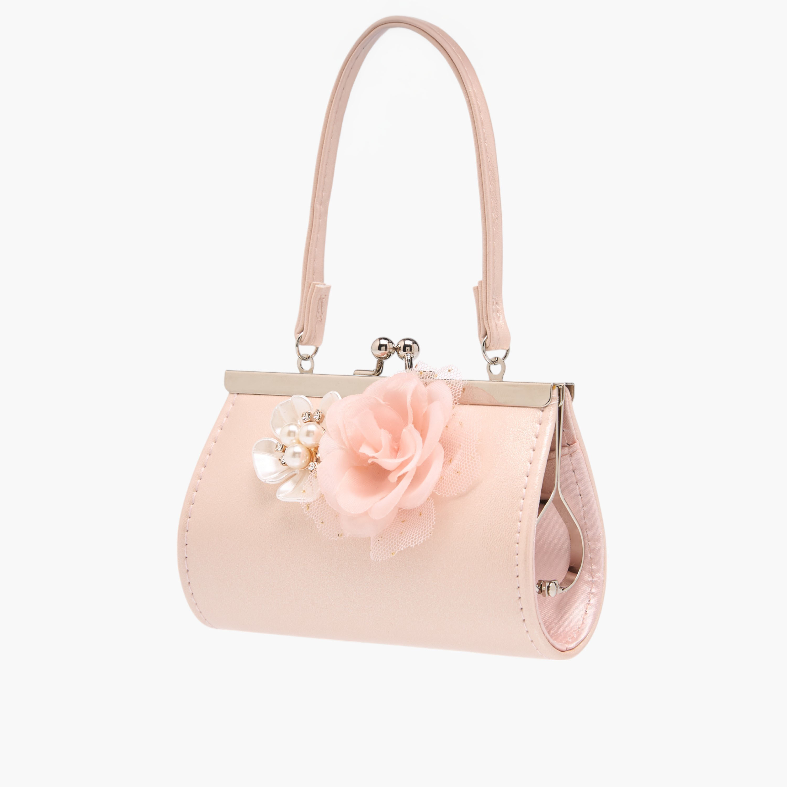 Flora Bella Flower Applique Handbag With Kiss Lock Closure-girls-accessories-bags-image-2