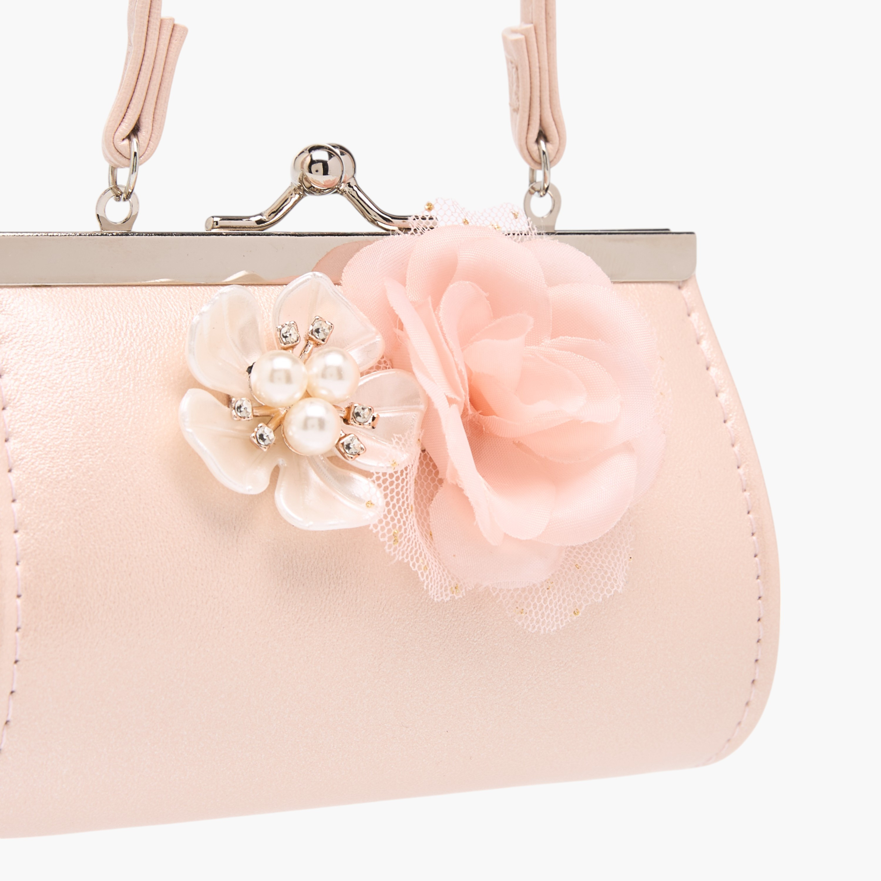 Flora Bella Flower Applique Handbag With Kiss Lock Closure-girls-accessories-bags-image-4