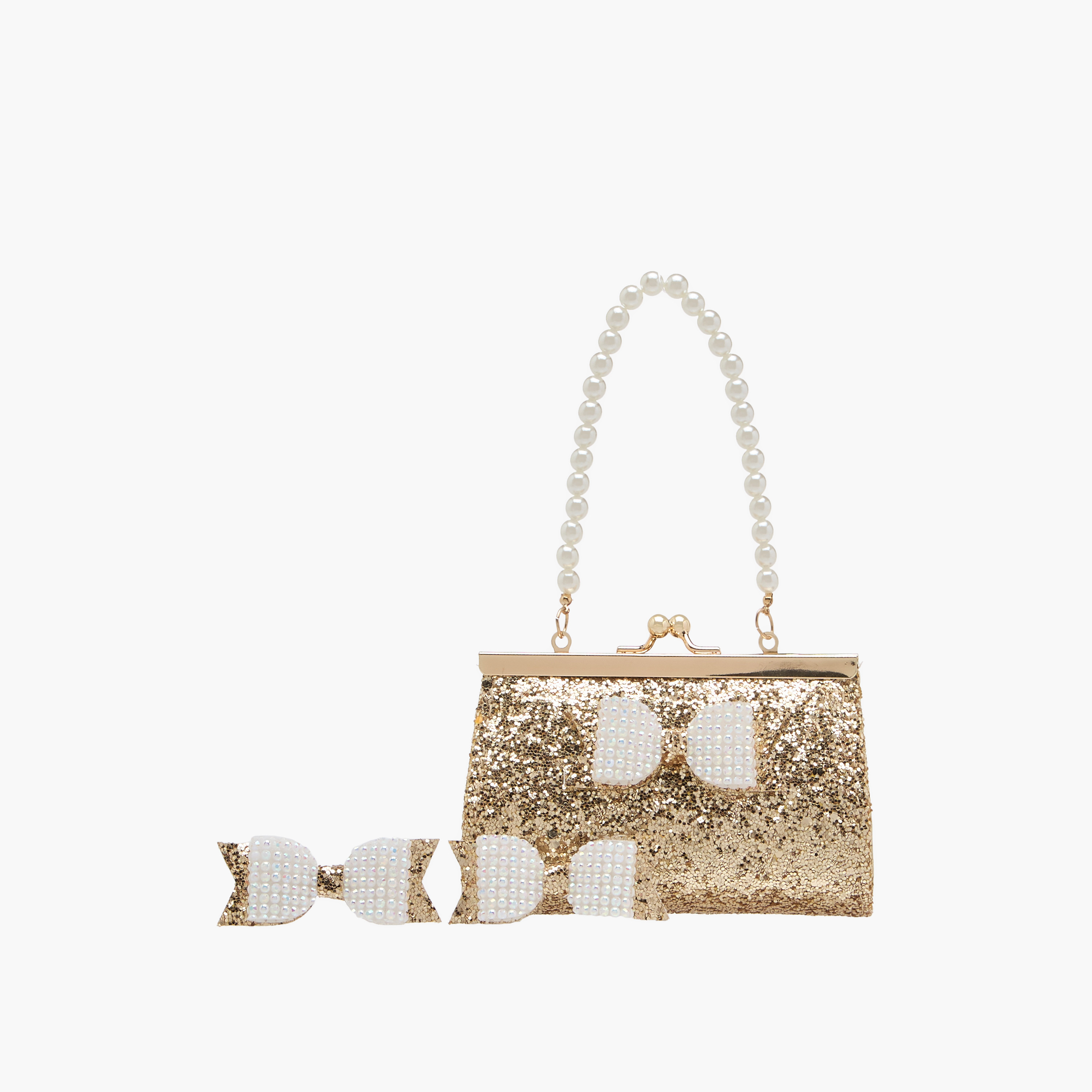 طقم شنطة يد بزينة فيونكة ومشابك 3 قطع من فلورا بيلا-girls-accessories-bags-image-1