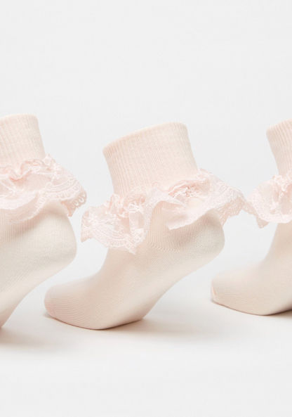 Frill Detail Ankle Length Socks - Set of 3-Girl%27s Socks and Tights-image-2