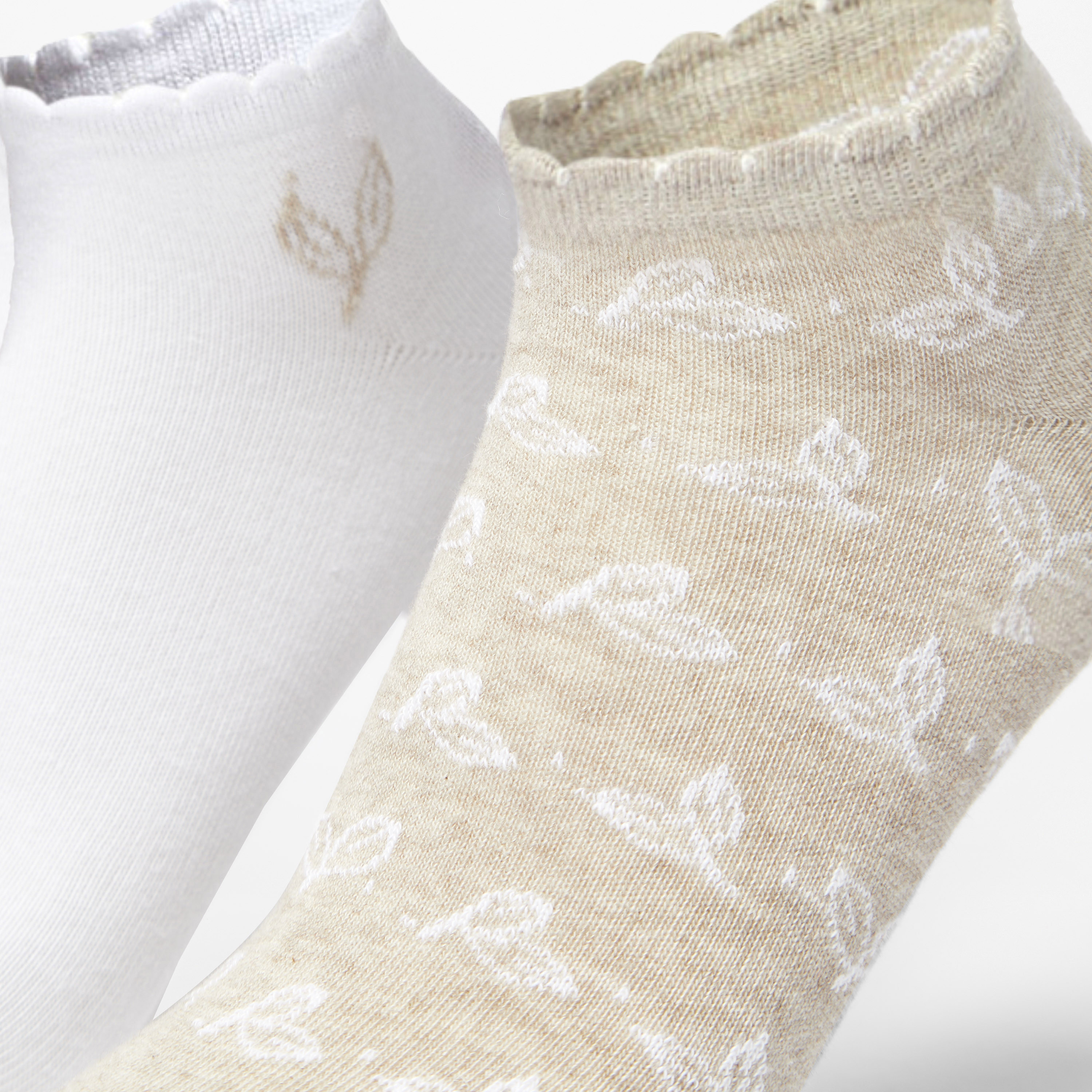 Celeste Leaf Embroidered Ankle Length Socks - Set of 5-women-socksandstockings-image-2