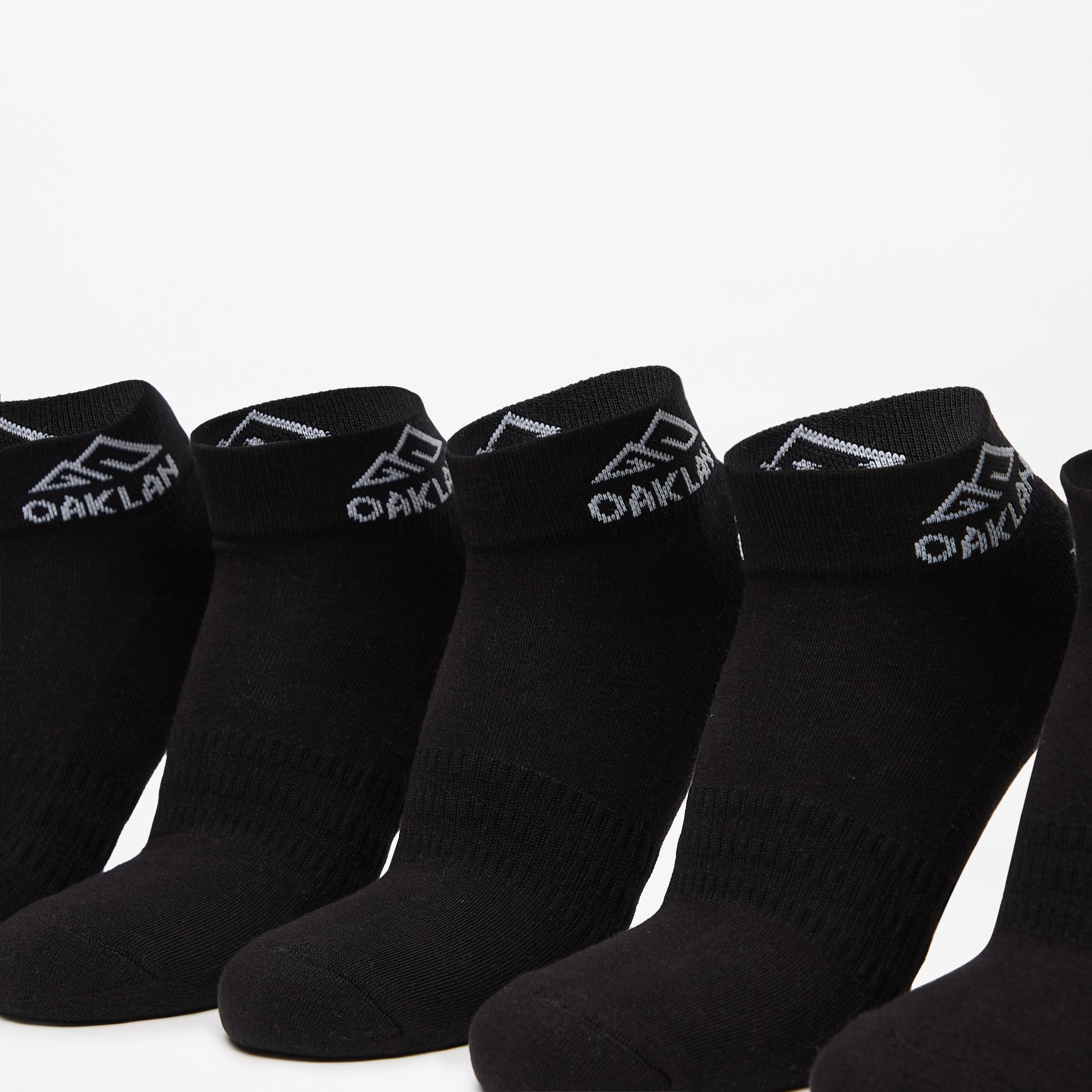 OAKLAN Logo Print Ankle Length Cushioned Sports Socks - Set of 5-men-socks-image-2
