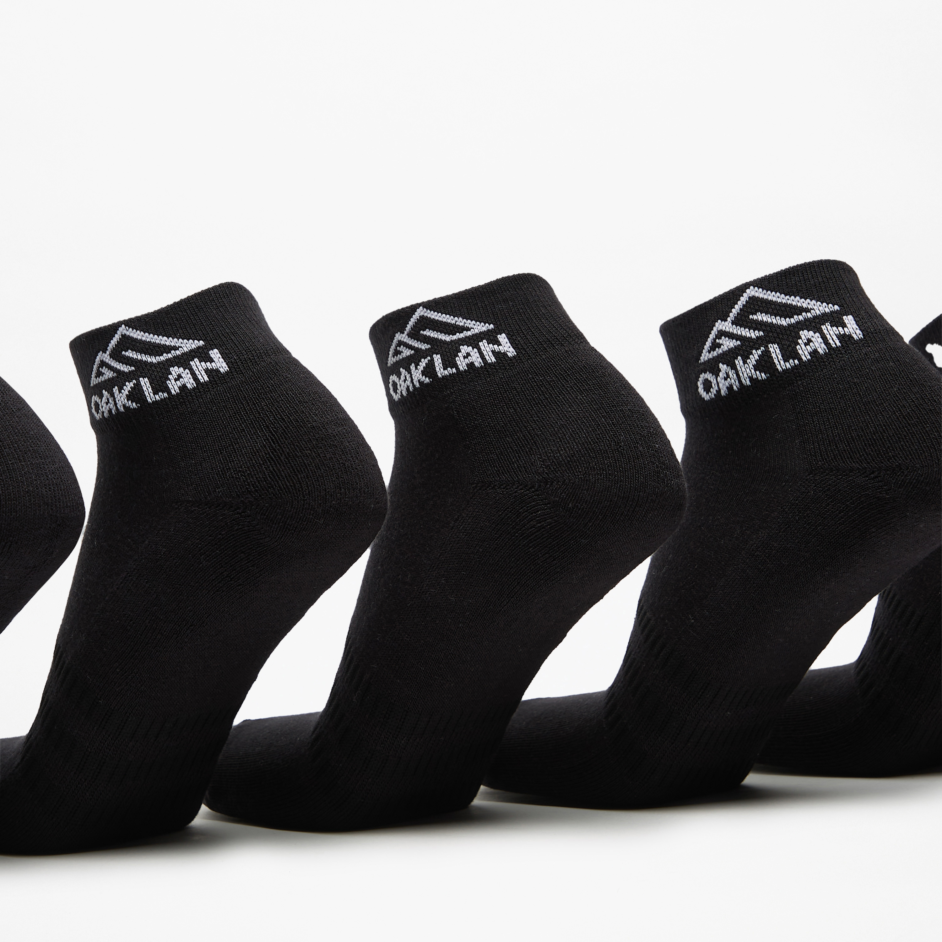 OAKLAN Logo Print Ankle Length Cushioned Sports Socks - Set of 5-men-socks-image-4