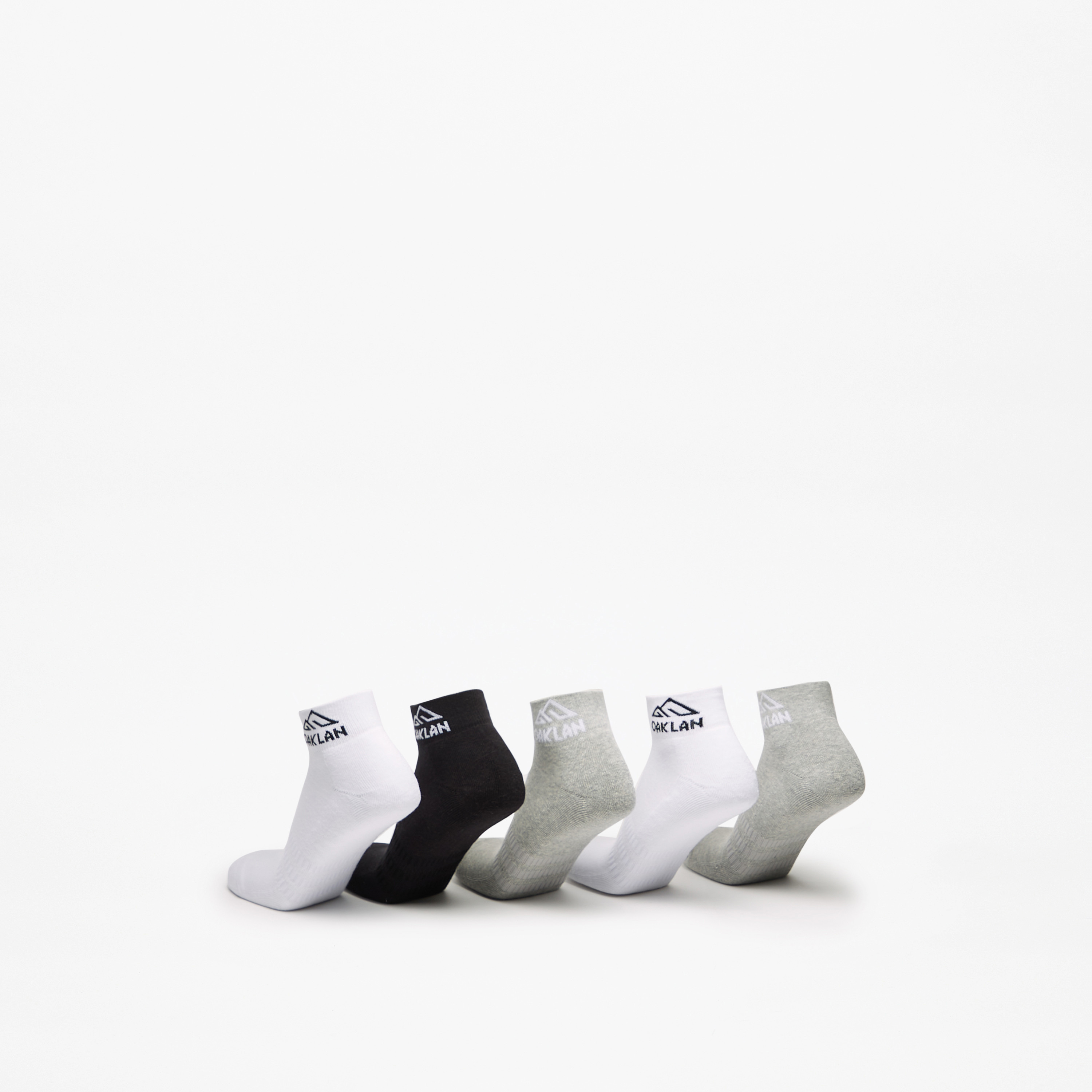 OAKLAN Logo Print Ankle Length Cushioned Sports Socks - Set of 5-men-socks-image-3