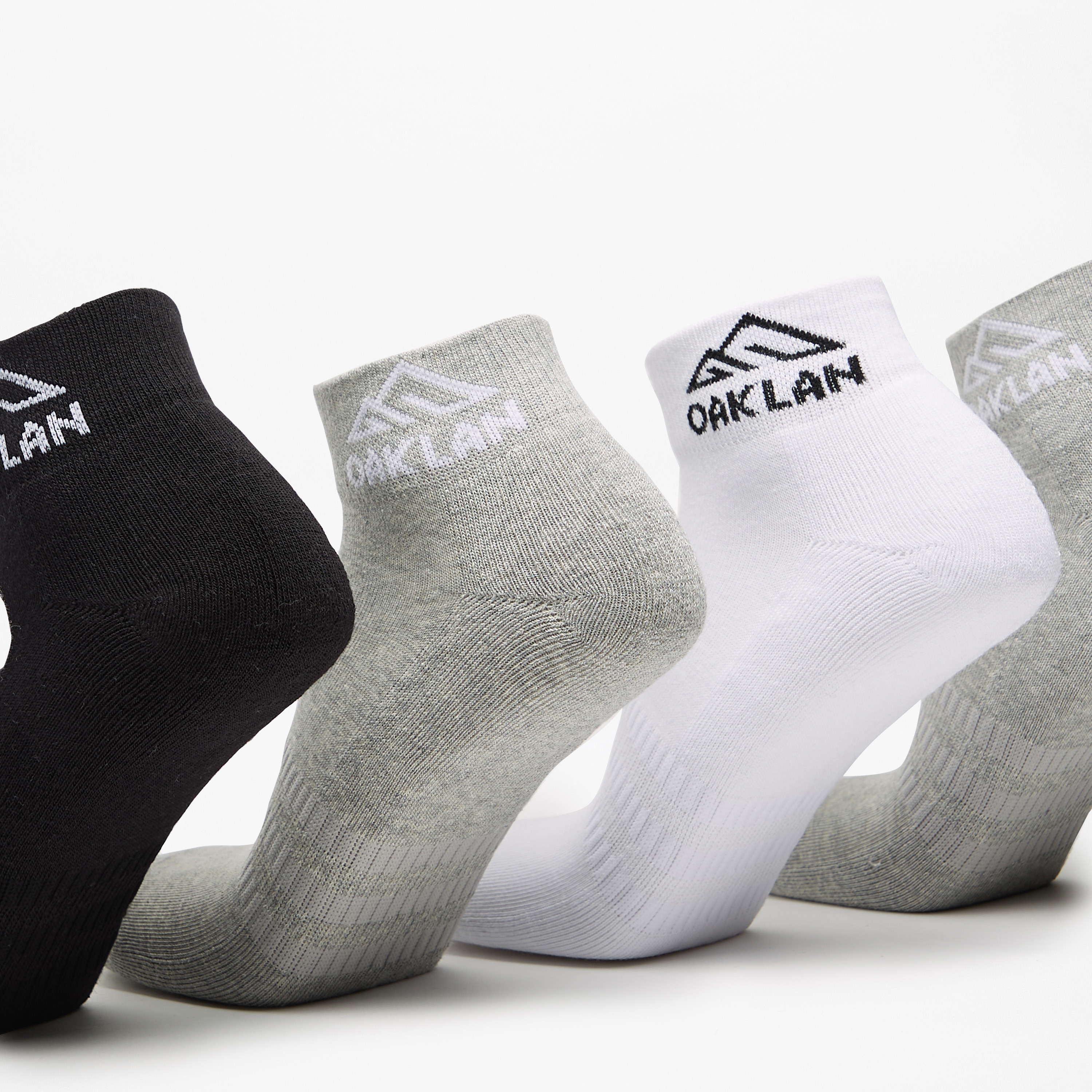 OAKLAN Logo Print Ankle Length Cushioned Sports Socks - Set of 5-men-socks-image-4