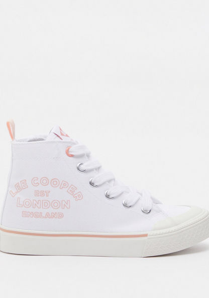 Lee Cooper Printed High-Cut Sneakers with Zip Closure-Girl%27s Sneakers-image-0