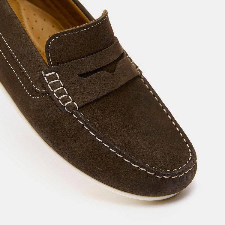 Suede Penny Loafers with Slip-On Style