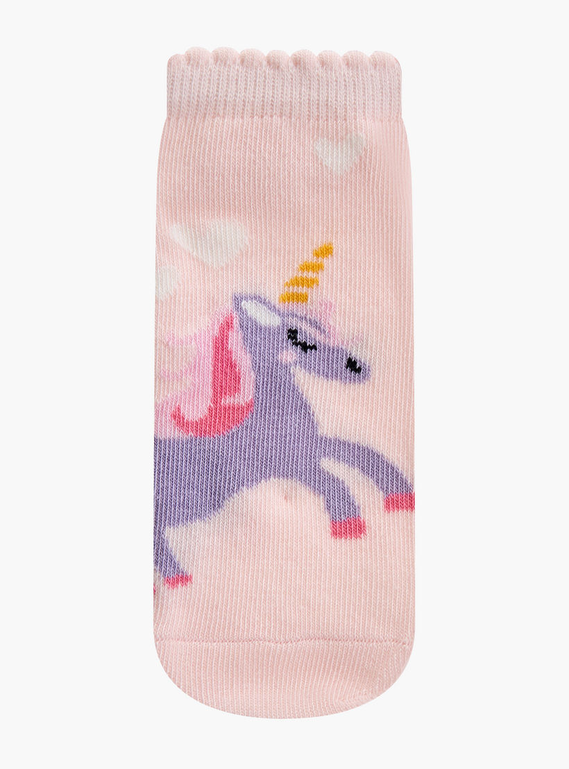 طقم جوارب غير وبرية 5 أزواج بطول الكاحل وطبعات من ليتل ميسي-girls-accessories-socks-image-2
