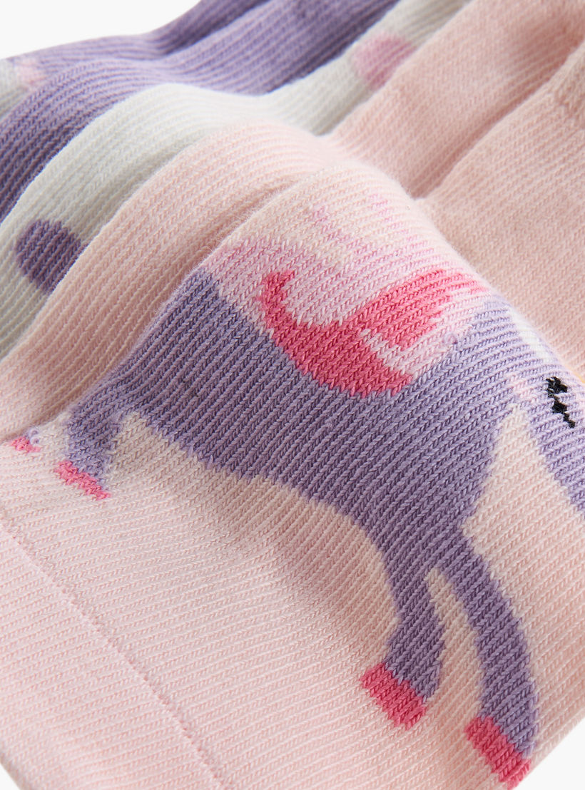 طقم جوارب غير وبرية 5 أزواج بطول الكاحل وطبعات من ليتل ميسي-girls-accessories-socks-image-4