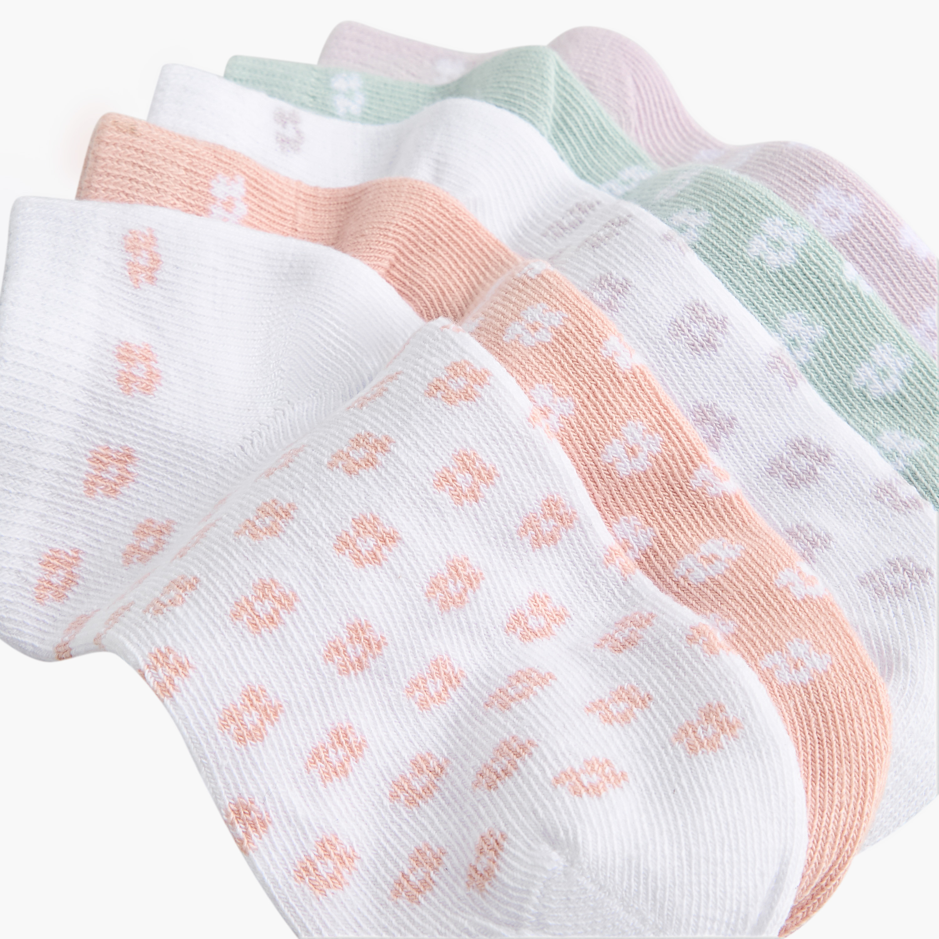 طقم جوارب 5 أزواج بطول الكاحل وطبعات أزهار من ليتل ميسي-girls-accessories-socks-image-4