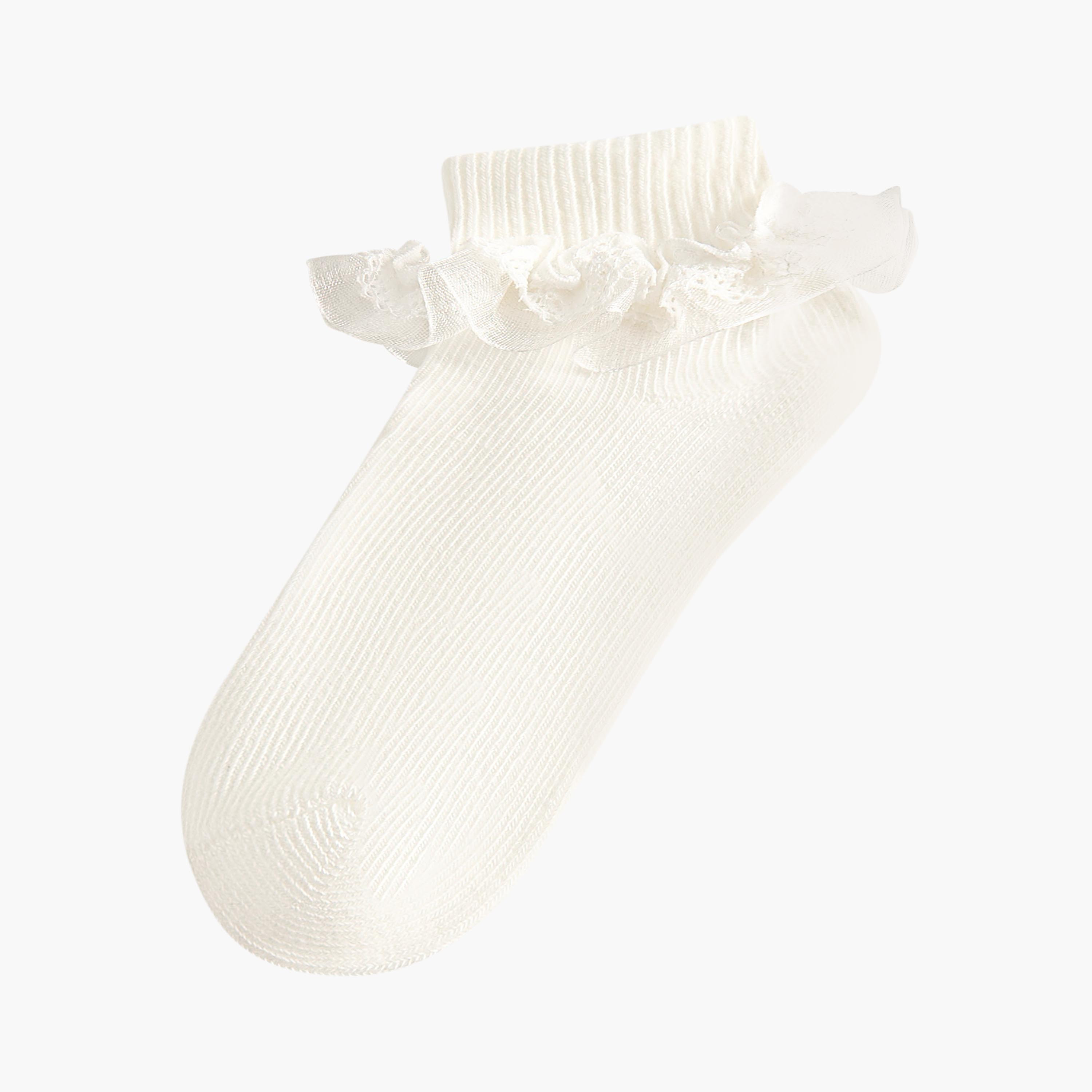 طقم جوارب للبنات الرضع بطول الكاحل بتفاصيل كشكش قطعتين من بيرفيت-baby-girls-accessories-socks-image-2