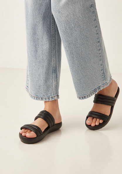 Le Confort Textured Slip-On Sandals-Women%27s Flat Sandals-image-1