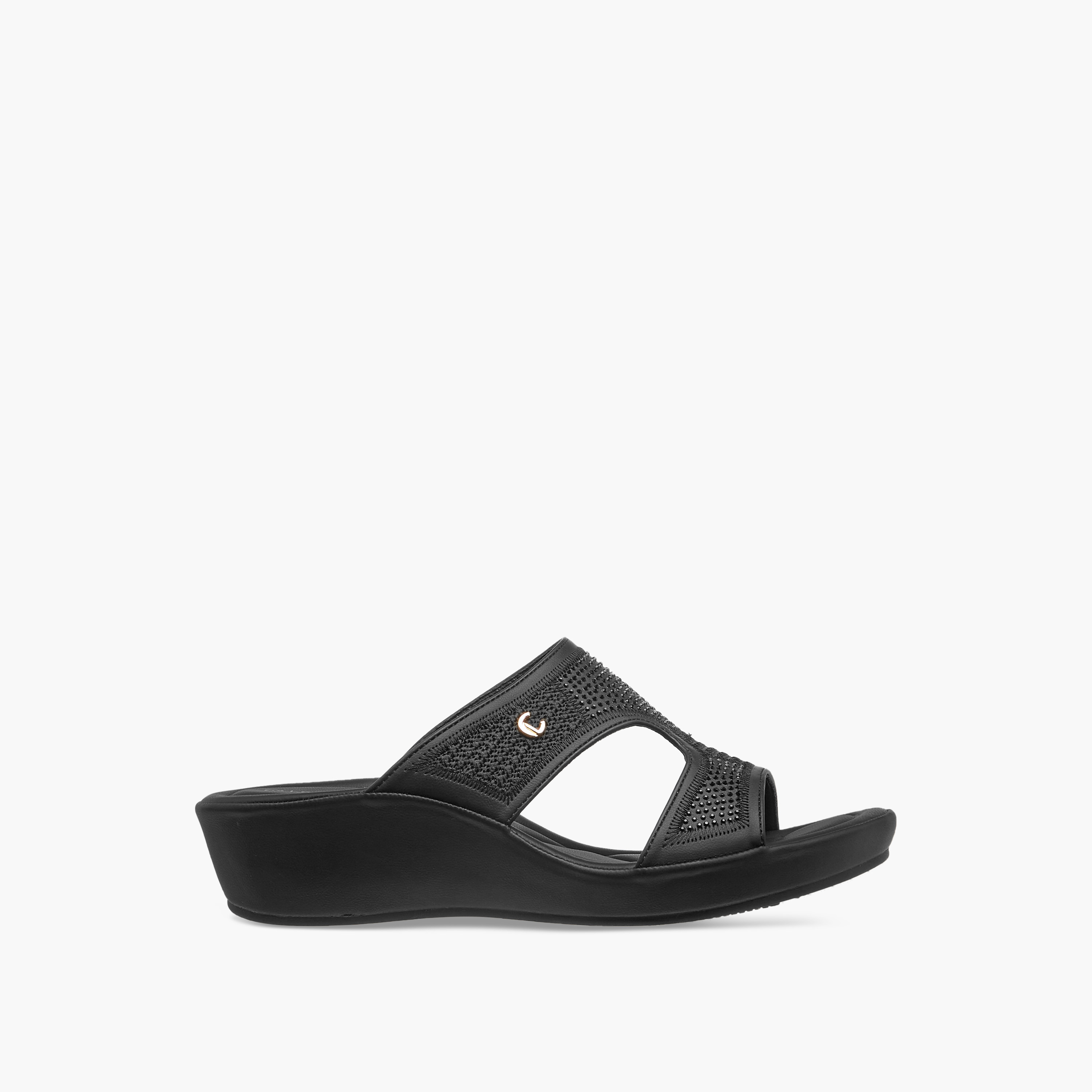 Le Confort Embellished Slip-On Comfort Sandals with Wedge Heels-women-shoes-flats-sandals-image-3