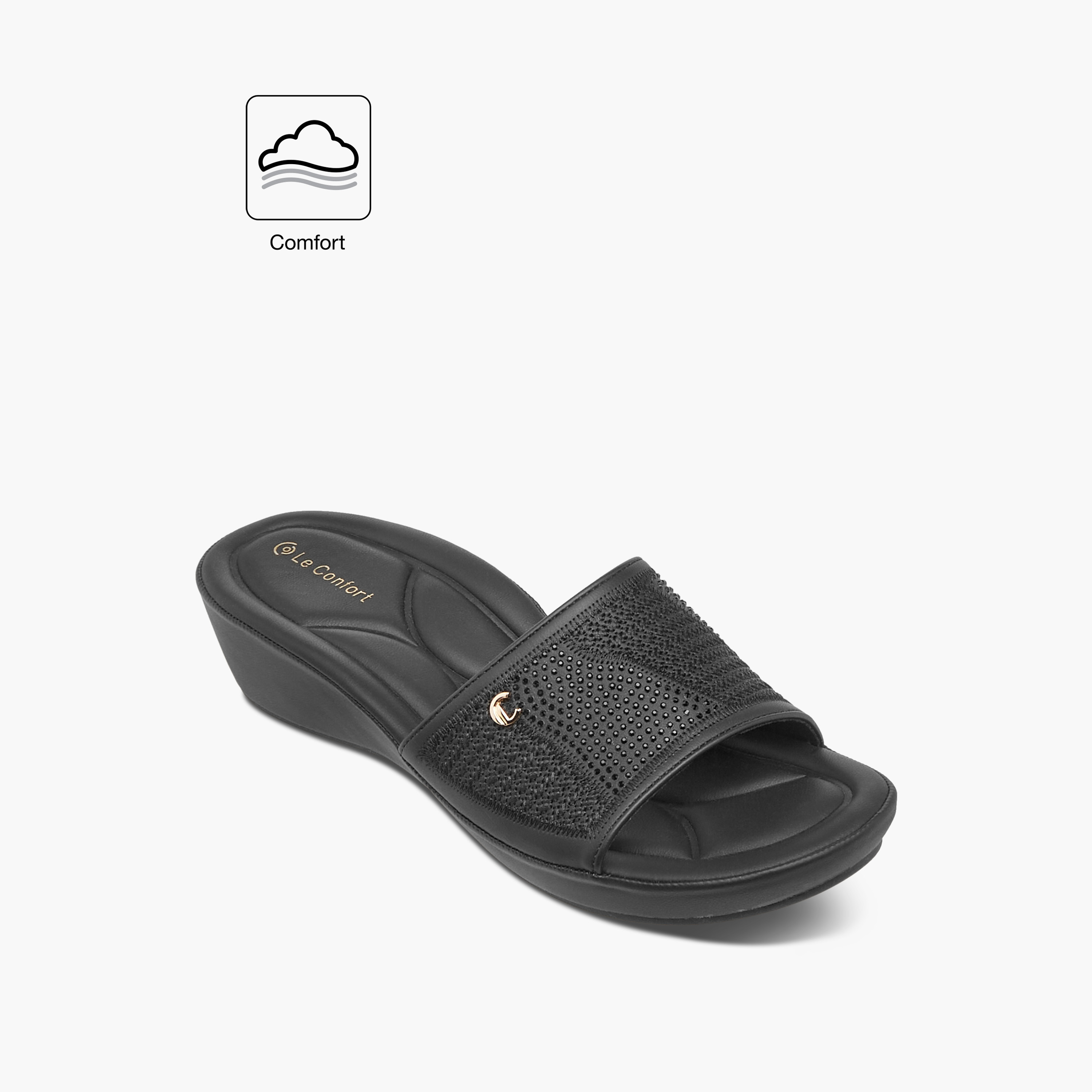 صندل مريح سهل الارتداء مزين بكعب ويدج من لو كونفورت-women-shoes-sandals-heeled-image-2