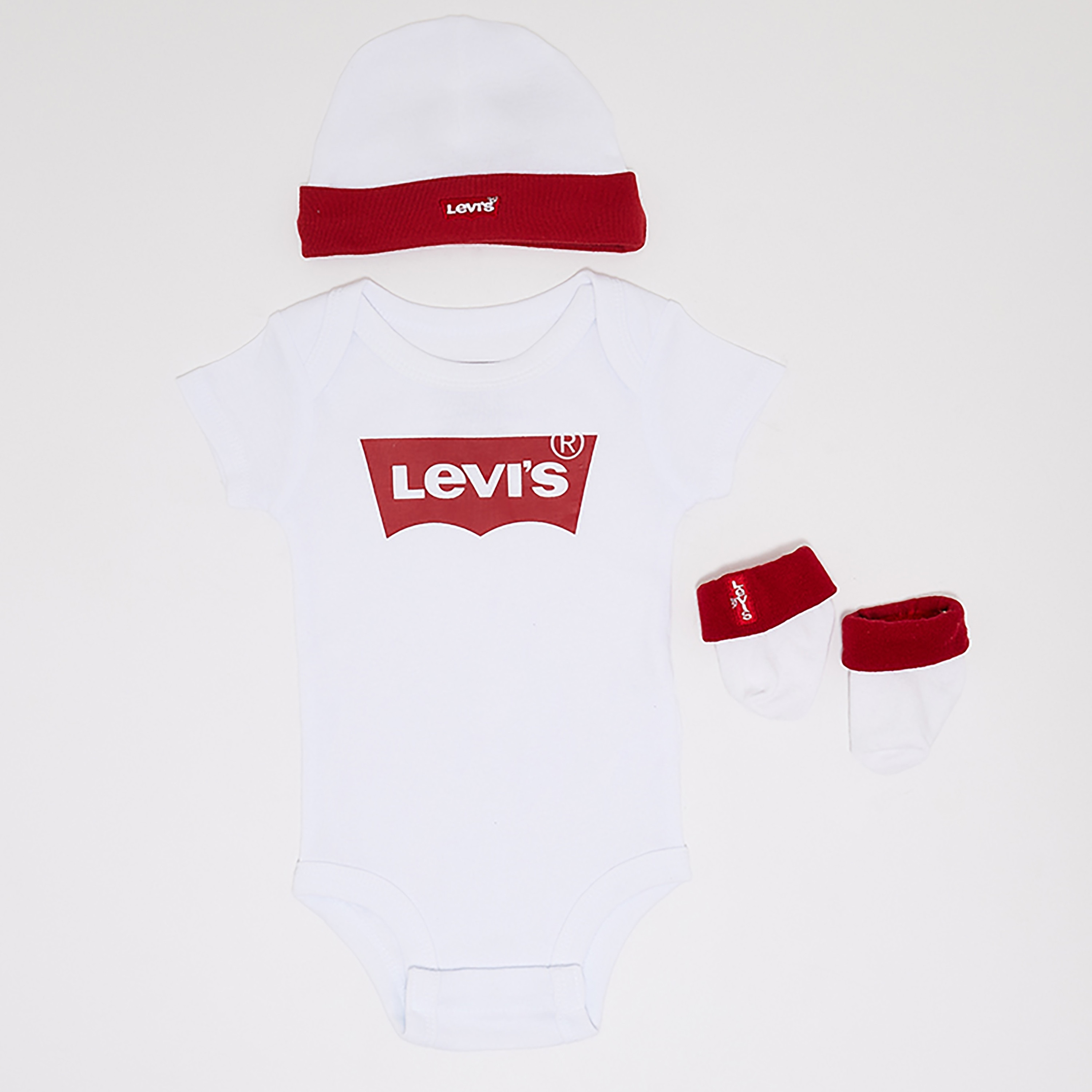 Levi's 3-Piece Printed Long Sleeves Bodysuit, Cap with Pair of Booties-baby-girls-clothing-setsandcoords-image-1