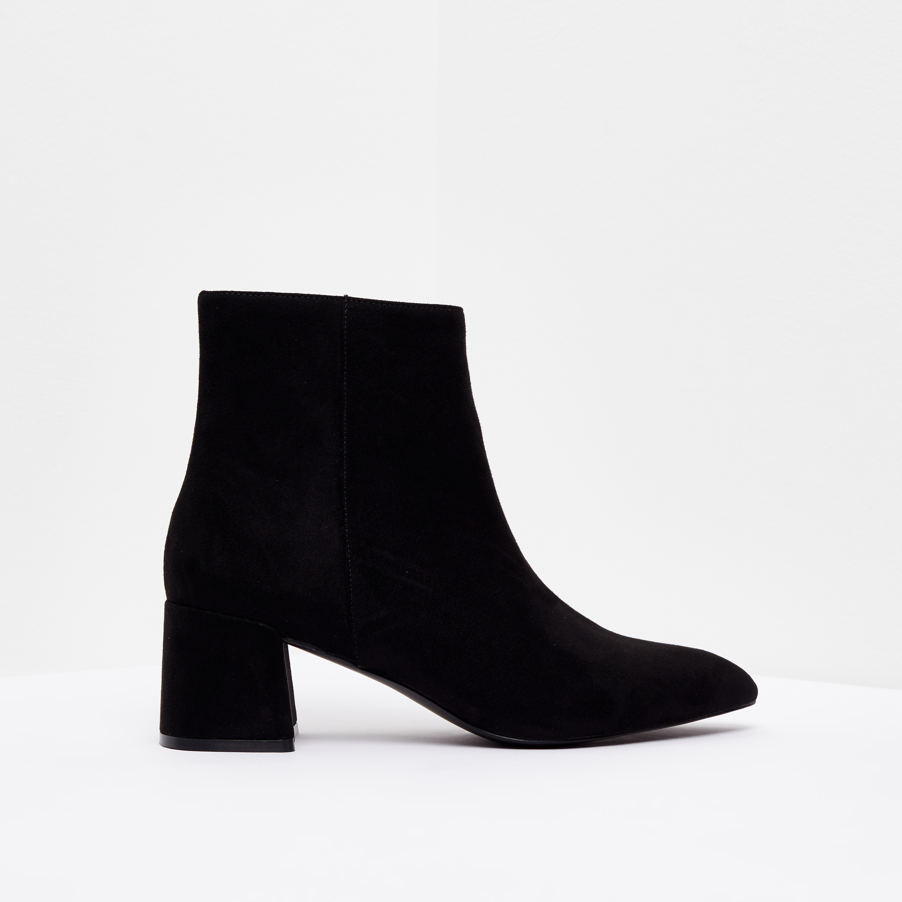 Buy Women s Almond Toe Ankle Boots with Block Heels and Zip Closure Online Centrepoint UAE