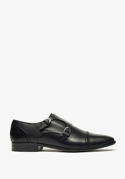 Duchini Men's Monk Strap Shoes with Buckle Closure and Cutout Detail-Men%27s Formal Shoes-image-1
