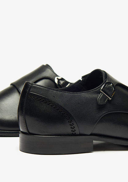 Duchini Men's Monk Strap Shoes with Buckle Closure and Cutout Detail-Men%27s Formal Shoes-image-3