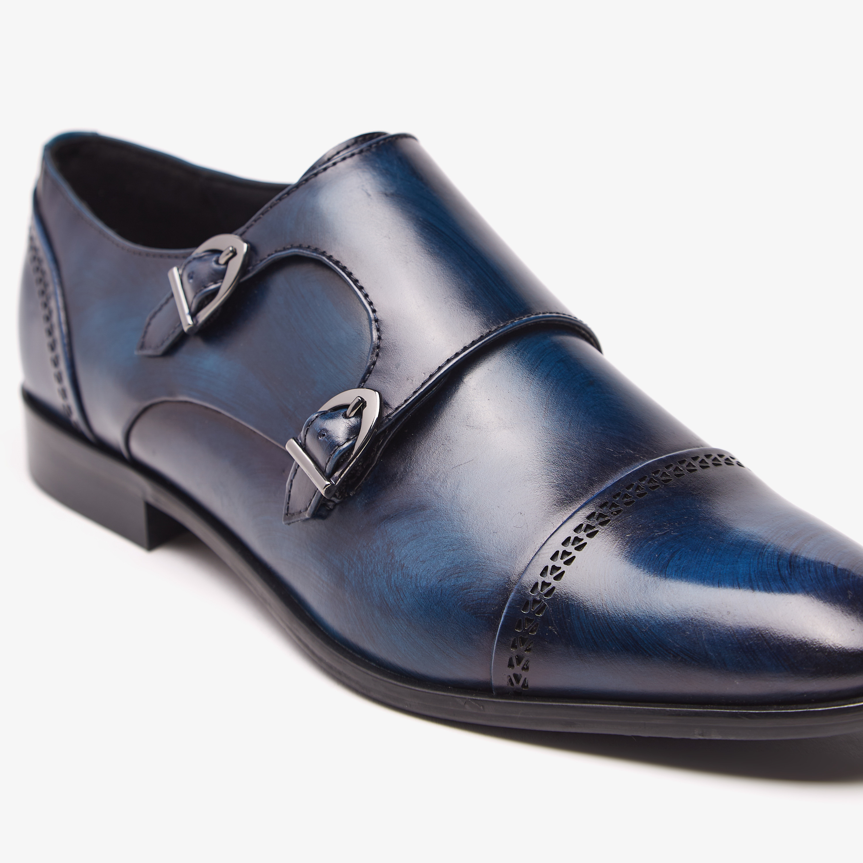 Shop Duchini Men s Monk Strap Shoes with Buckle Closure and Cutout Detail Online Splash UAE