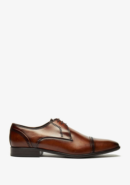 Duchini Men's Derby Shoes with Lace-Up Closure and Cutout Detail
