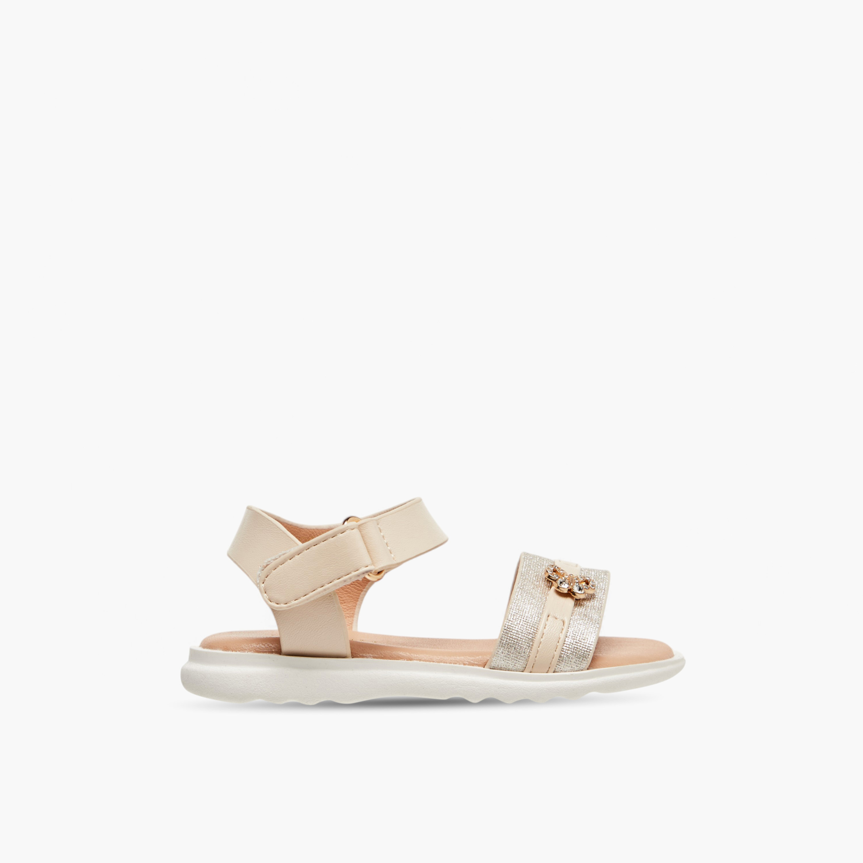 Flora Bella Butterfly Embellished Strap Sandals with Hook and Loop Closure-girls-shoes-sandals-image-2