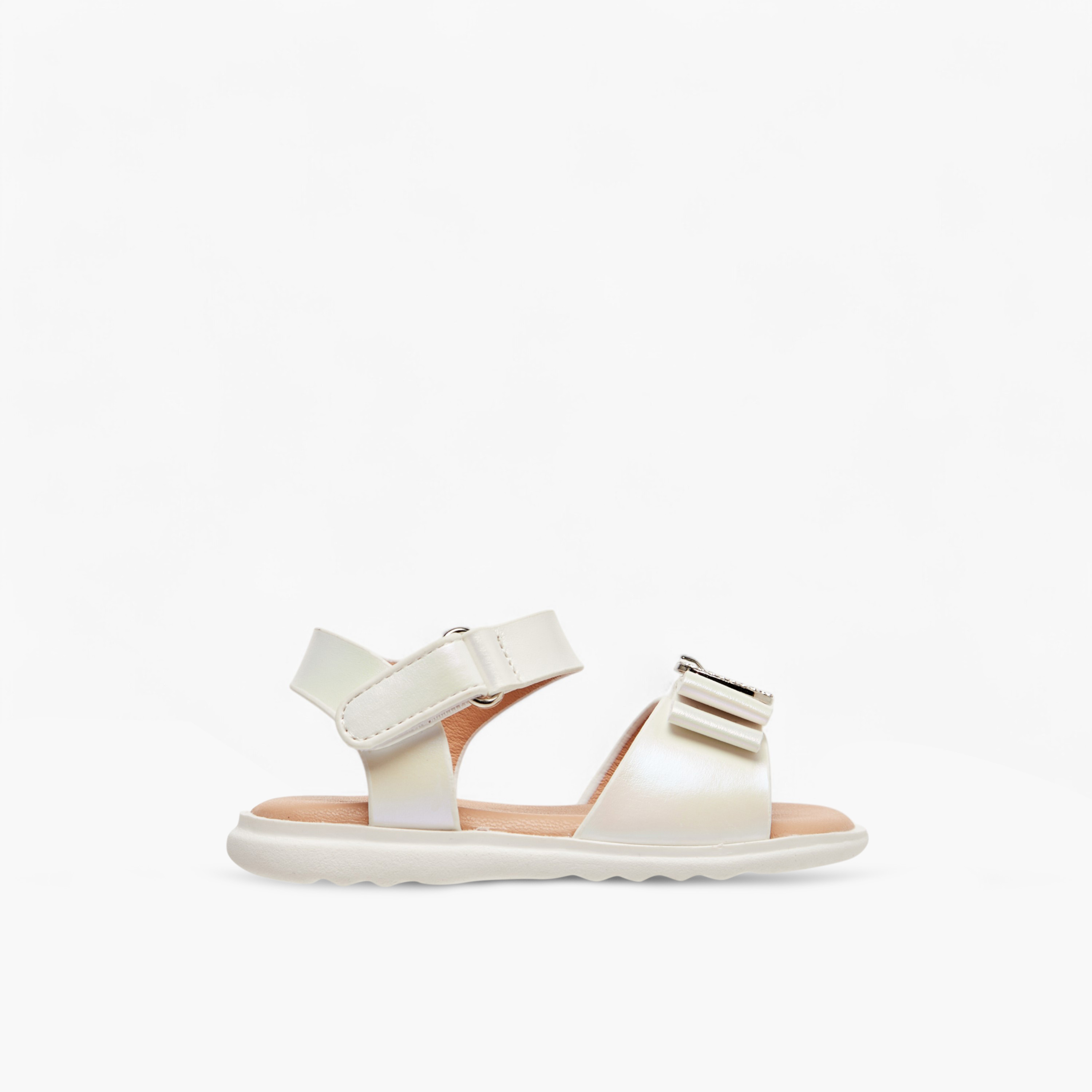 Flora Bella Embellished Strap Sandals with Hook and Loop Closure-girls-shoes-sandals-image-2