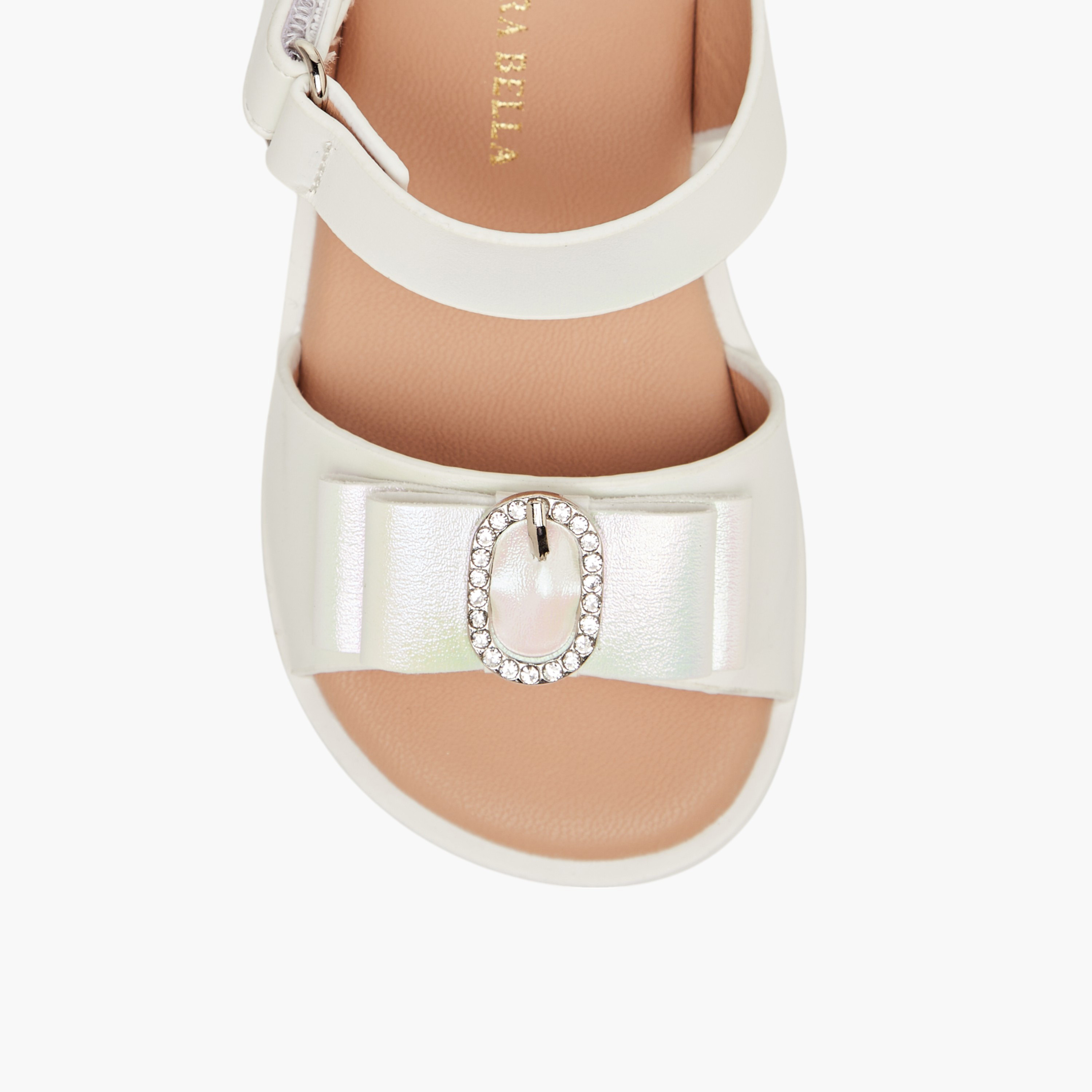 Flora Bella Embellished Strap Sandals with Hook and Loop Closure-girls-shoes-sandals-image-3